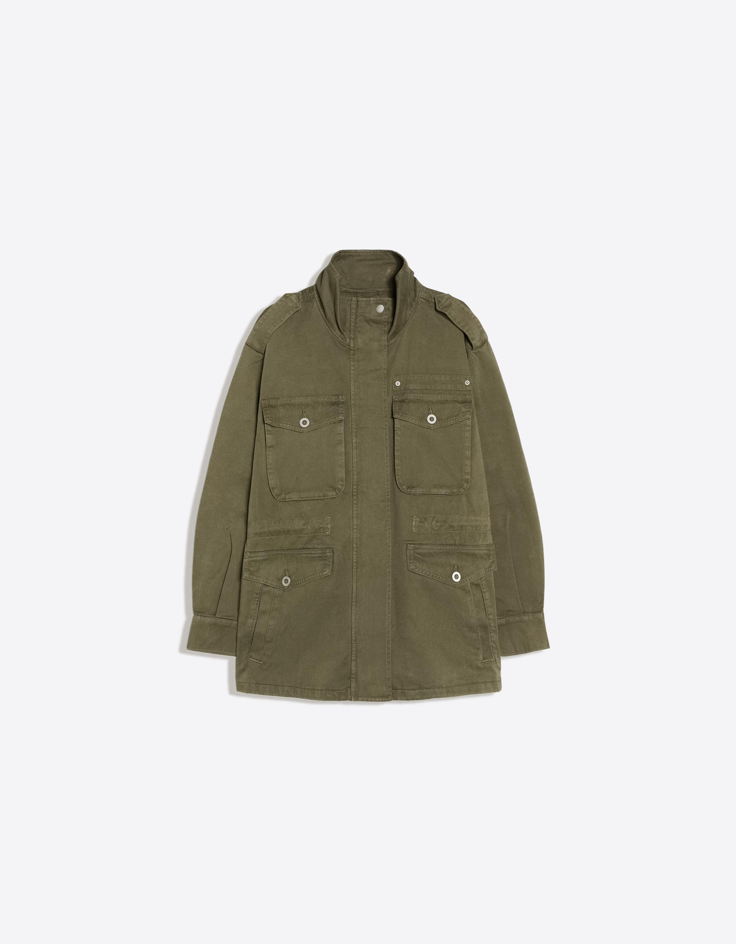 Parka jacket with pockets and funnel neck — Khaki