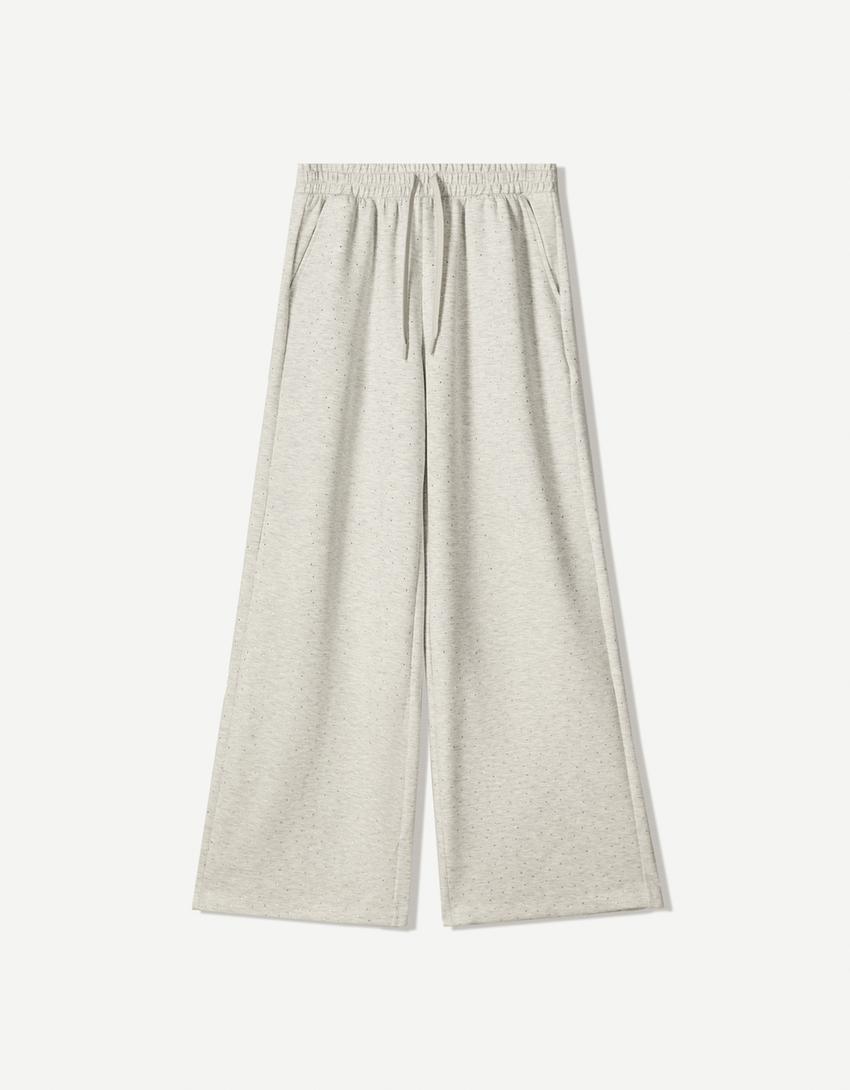 Pantalon wide leg brillant-Gris-3
