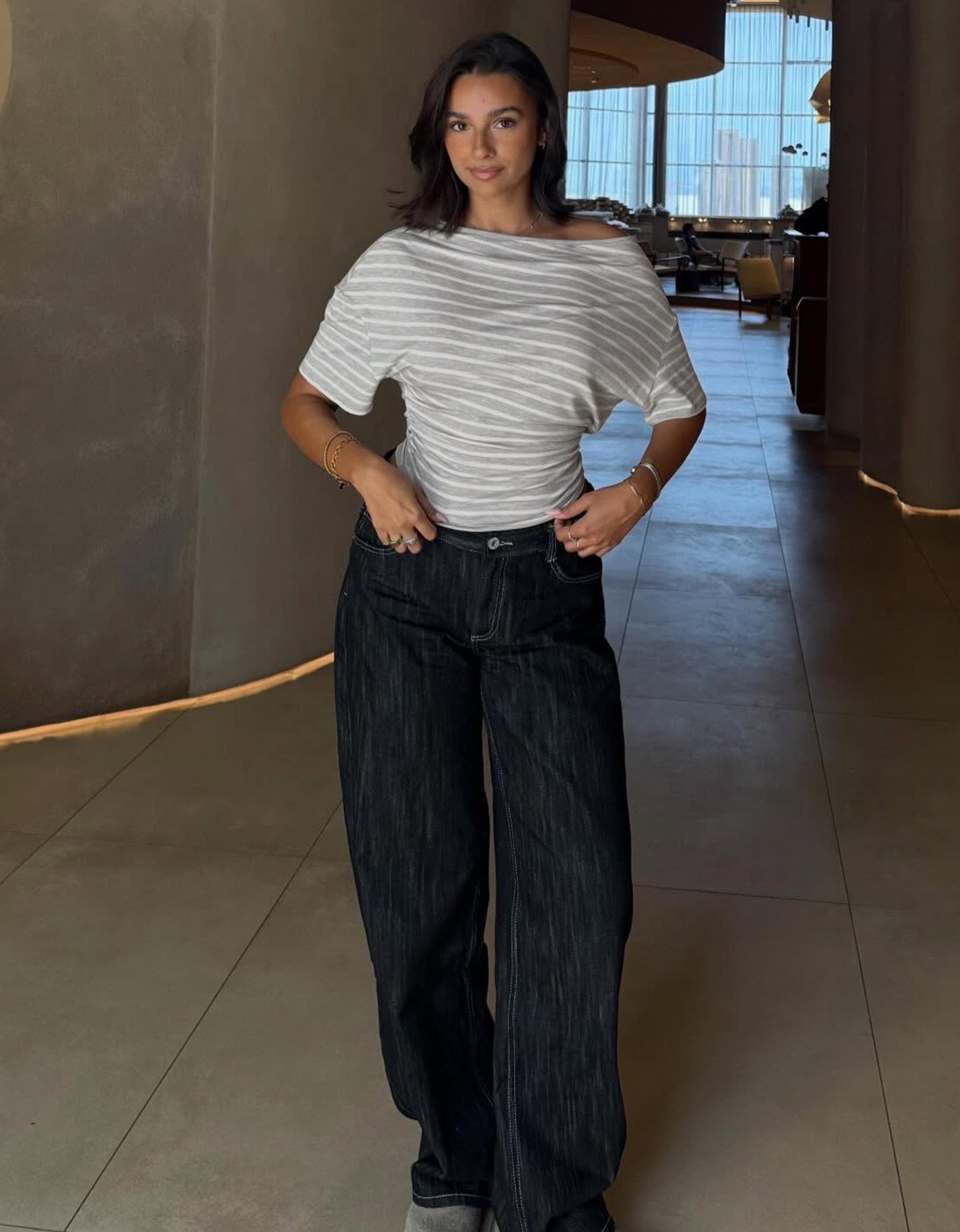 Asimetrik kısa kollu tişört - Görsel 37