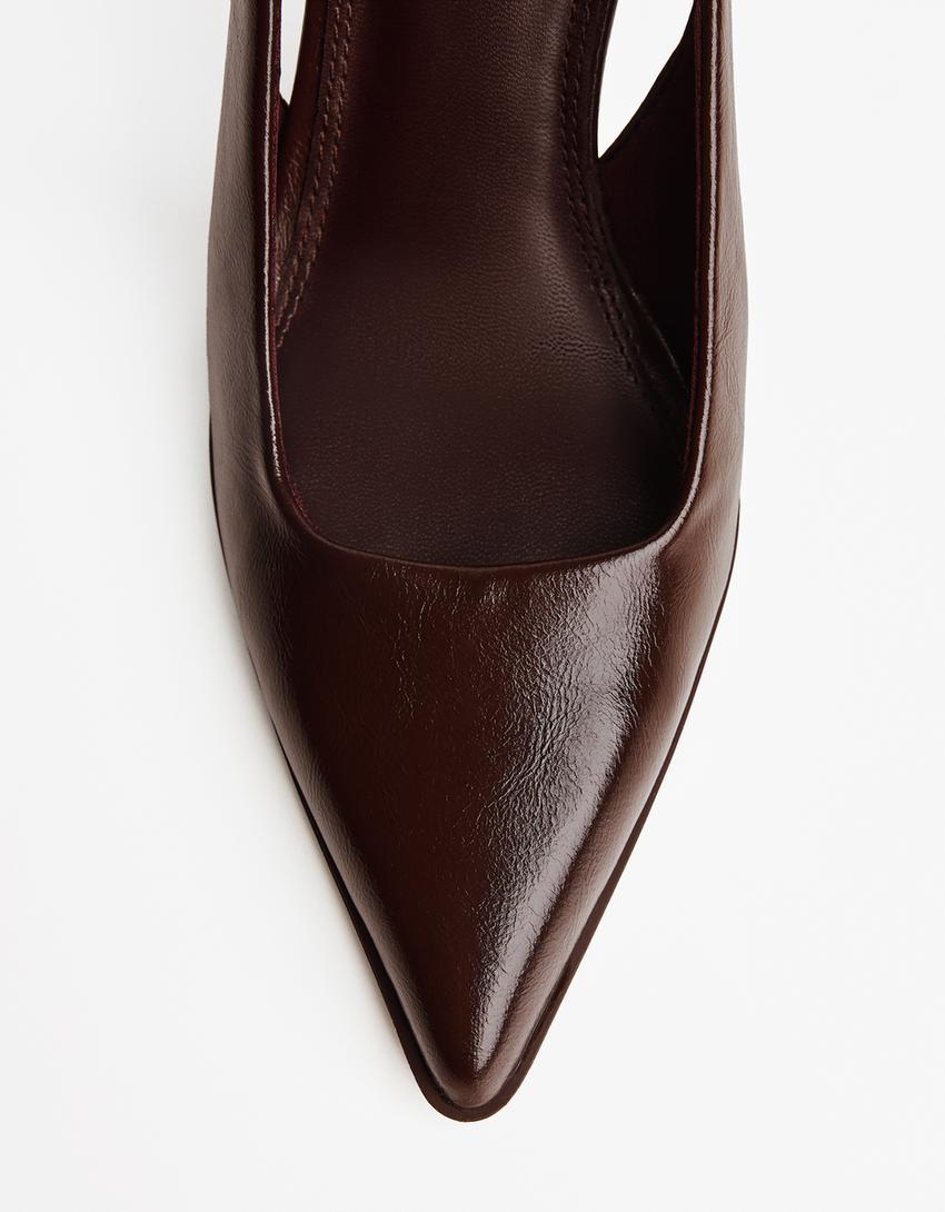 Højhælede slingback-sko-Brun