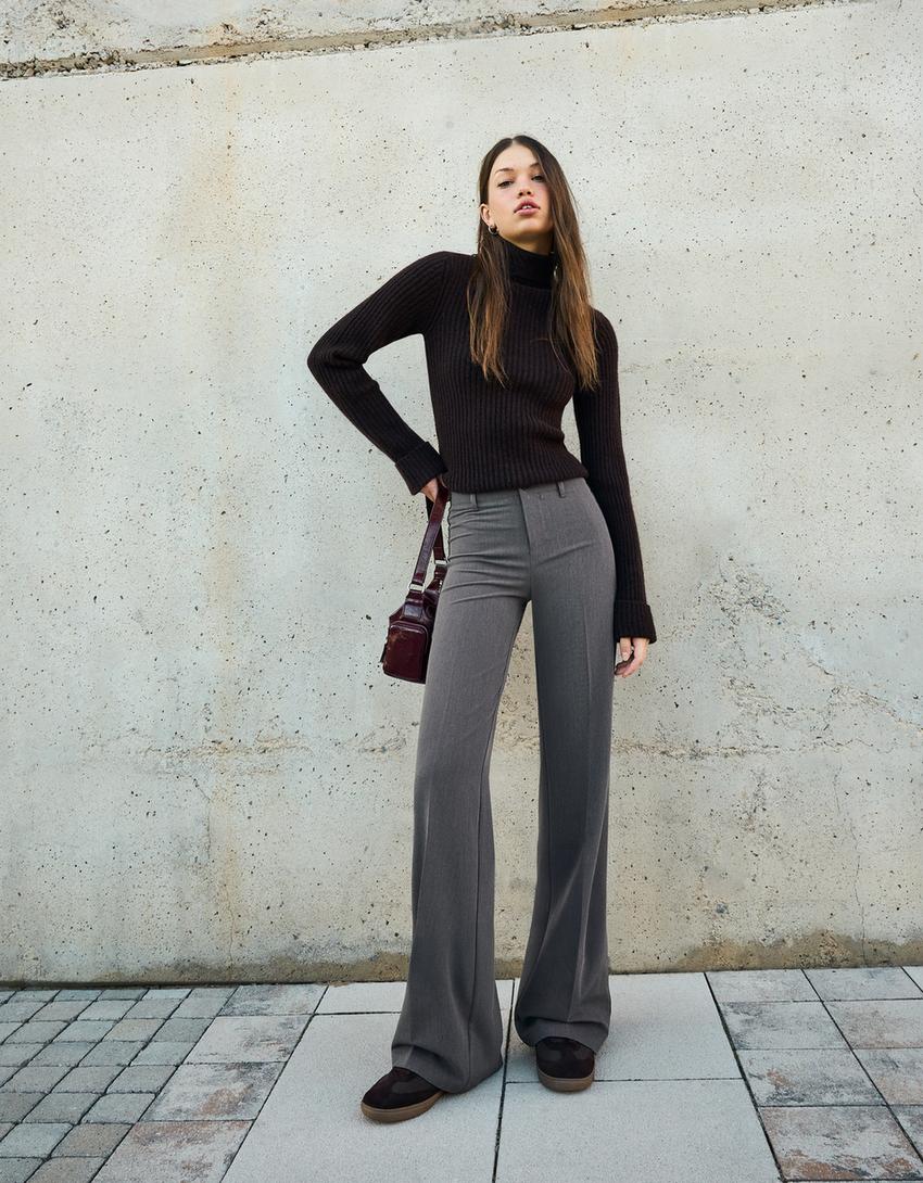 Wide-leg trousers-Grey