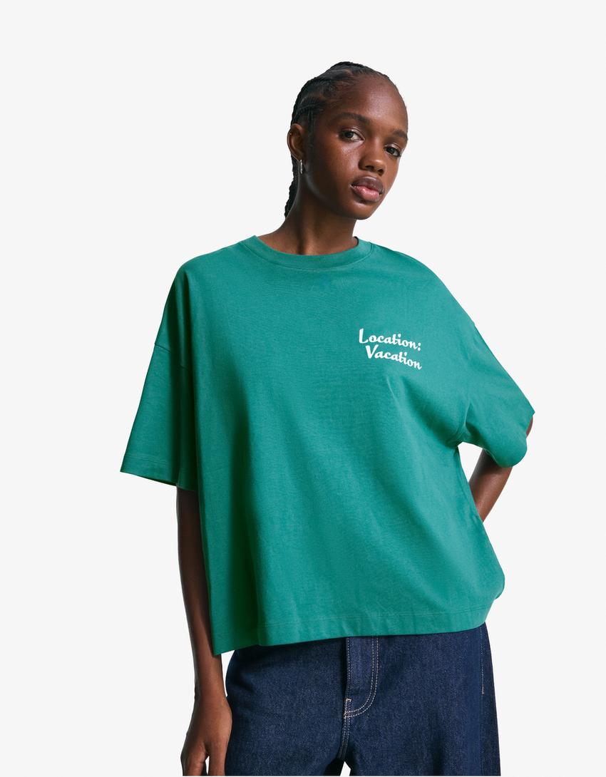 T-shirt manches courtes imprimé-Vert-0