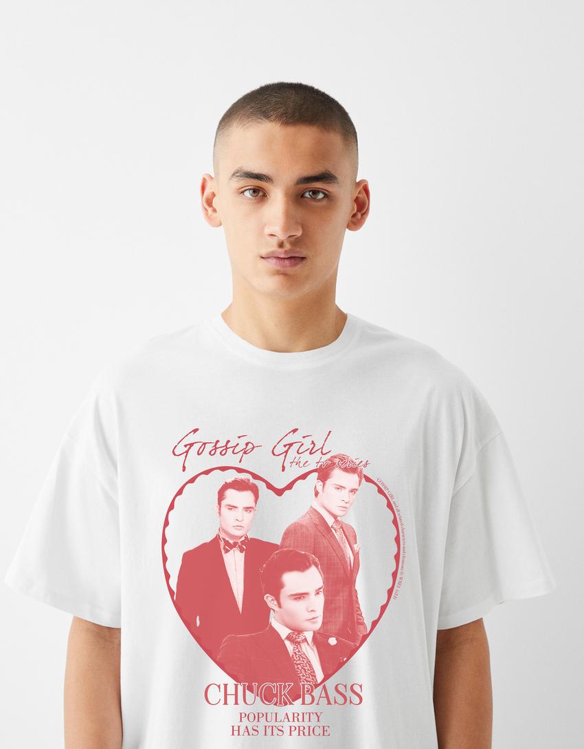 Gossip Girl print oversize short sleeve T-shirt-Off white-3