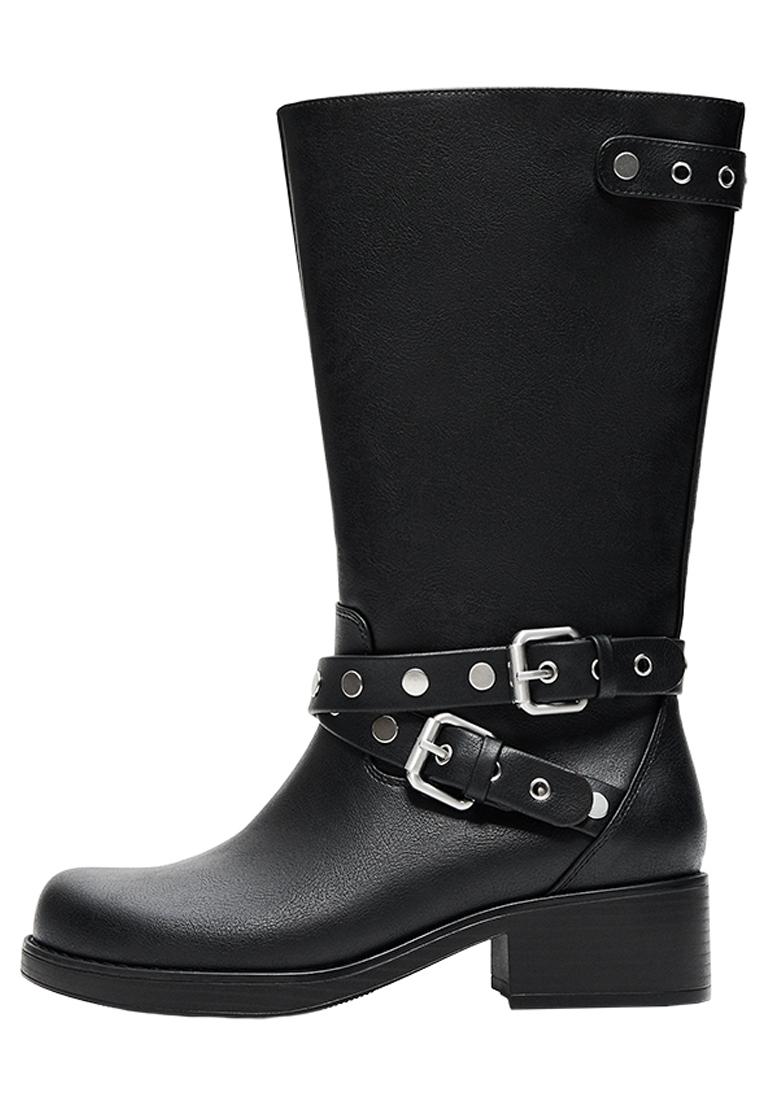 Studded biker boots — BLACK