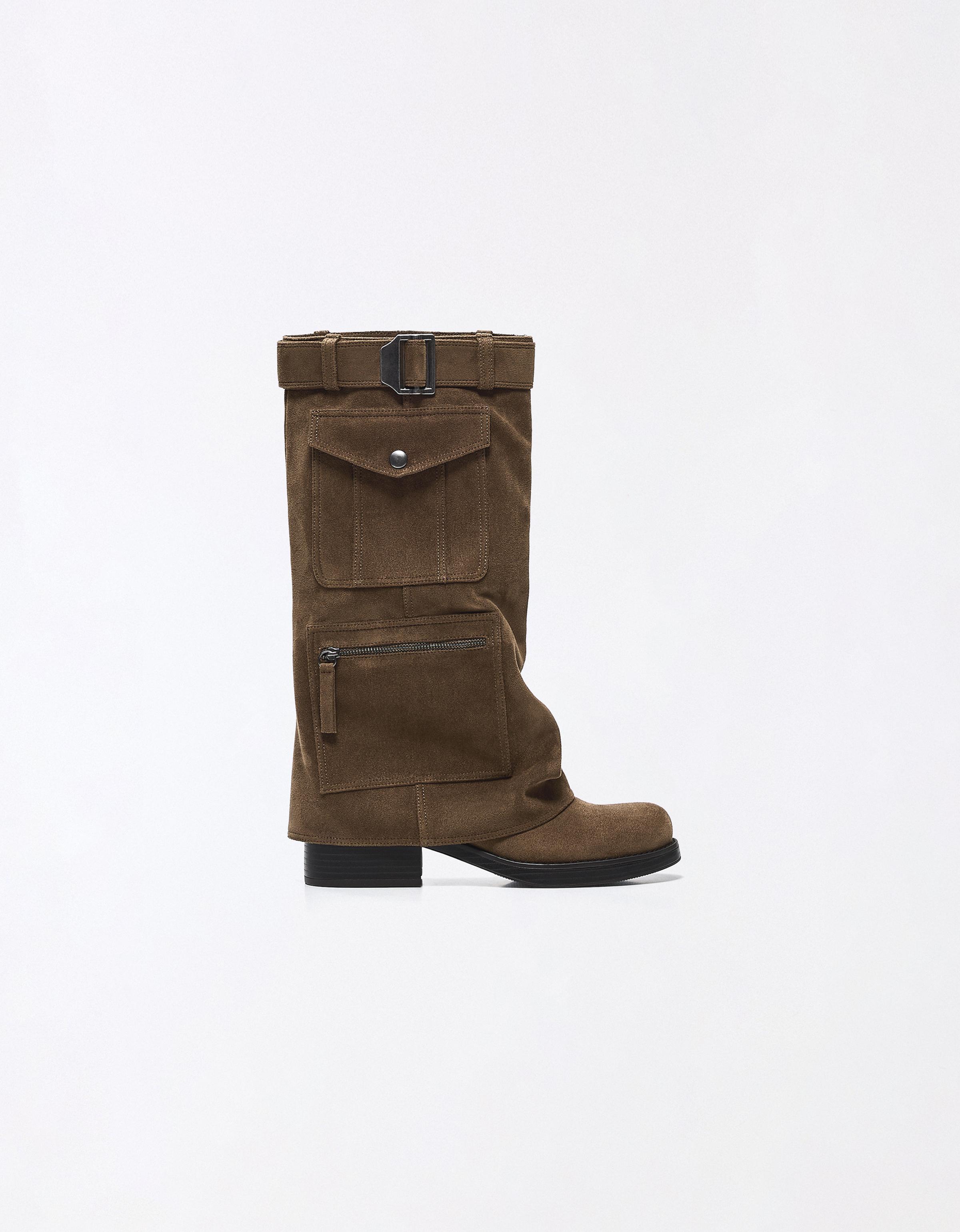 Flat boot with trouser pockets — Brown
