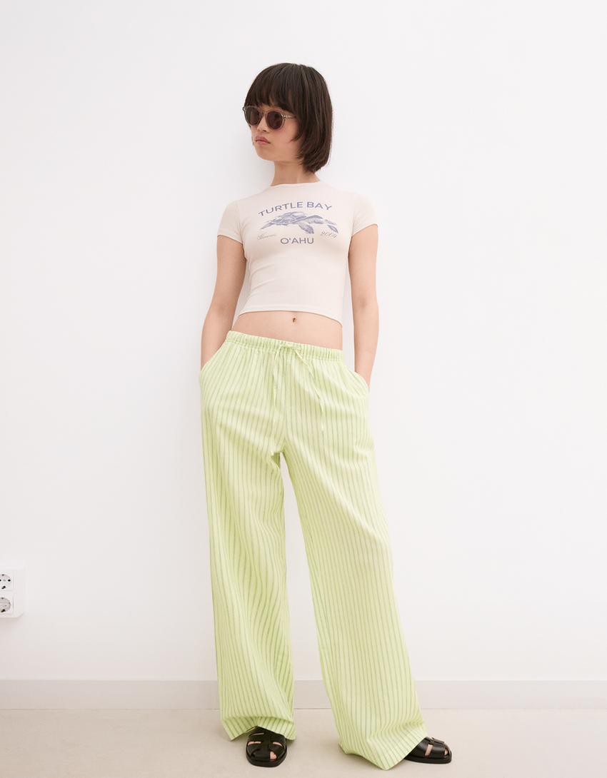Wide-leg trousers-Lime-2