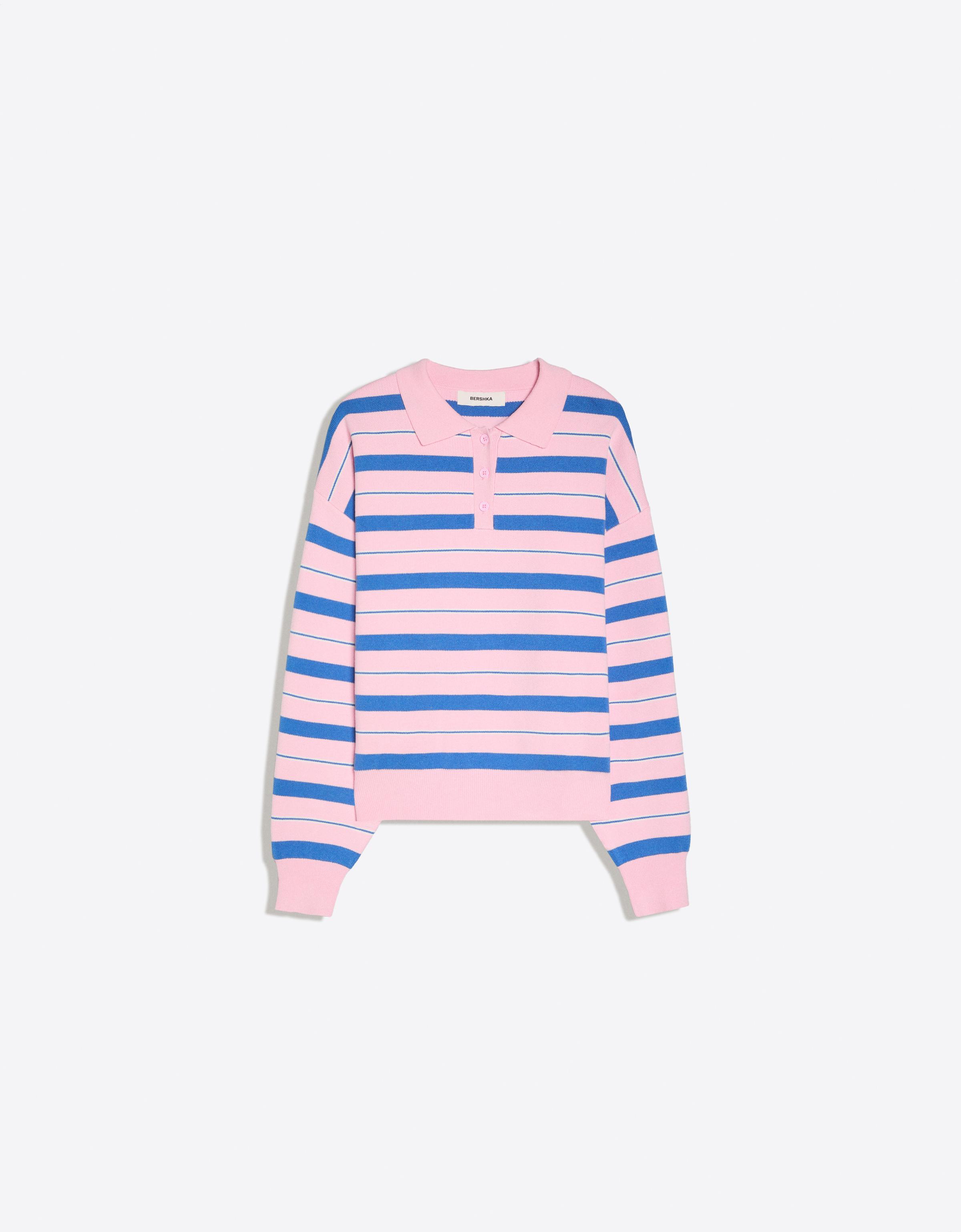 Oversize polo collar jumper — Pink