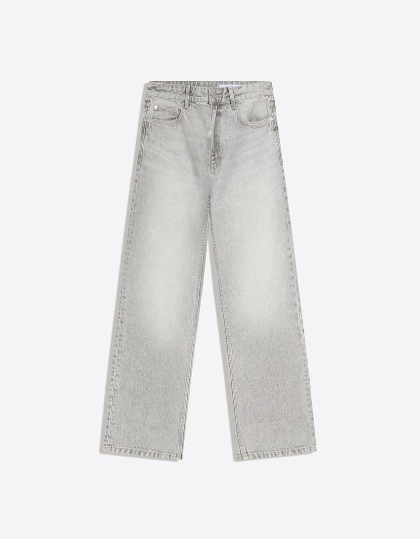 Straight fit jeans-Grijs