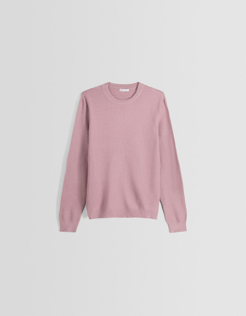 Pull texturé-Rose-4