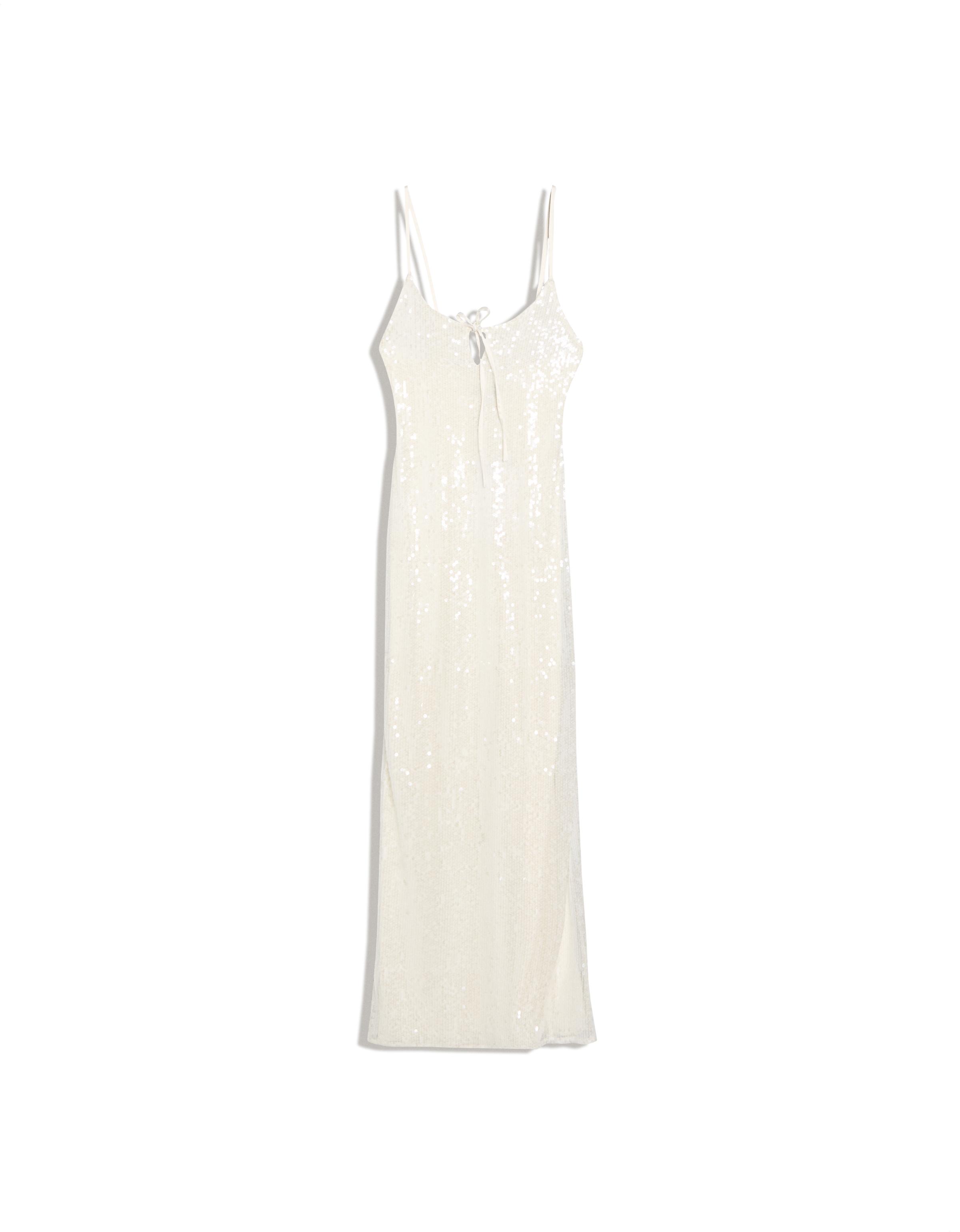 Sequin midi dress with straps — Cream
