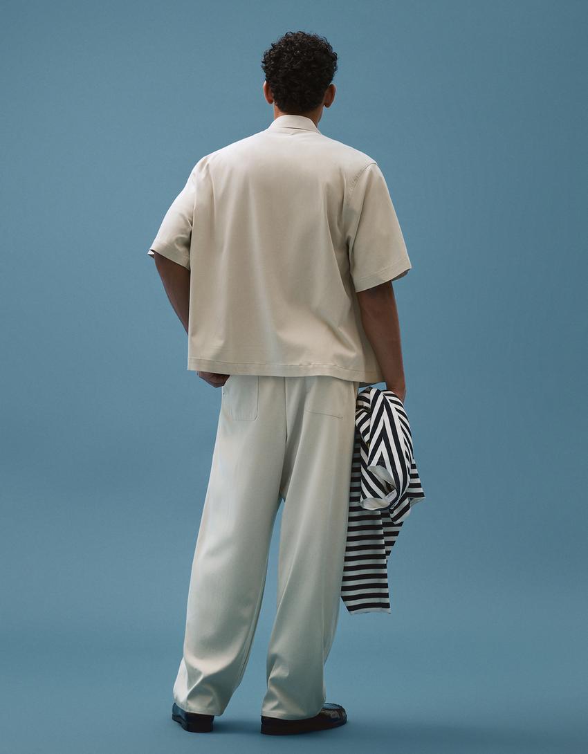 Super baggy fluid trousers with darts-Stone