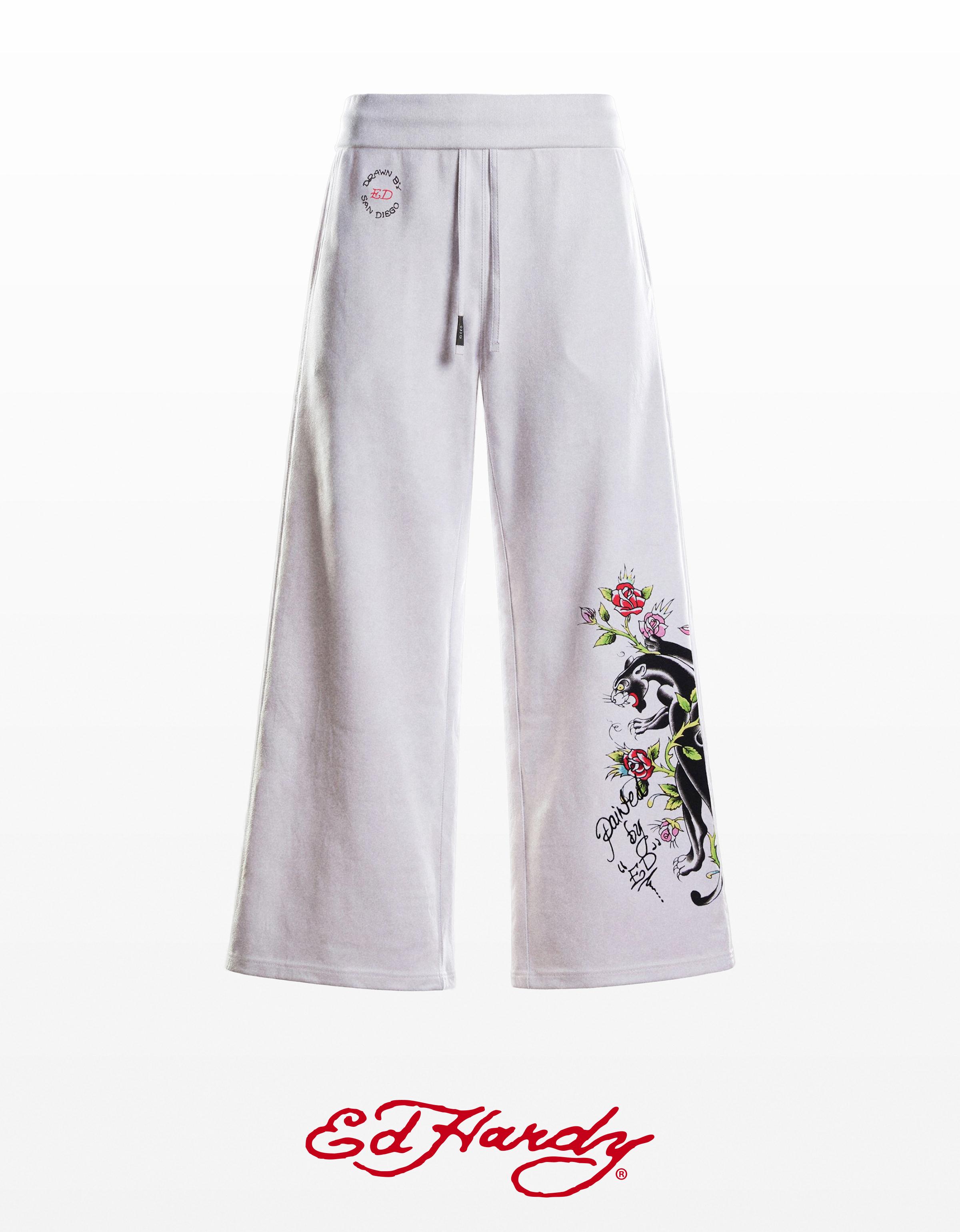 Flared trousers ED HARDY X BERSHKA — Off white