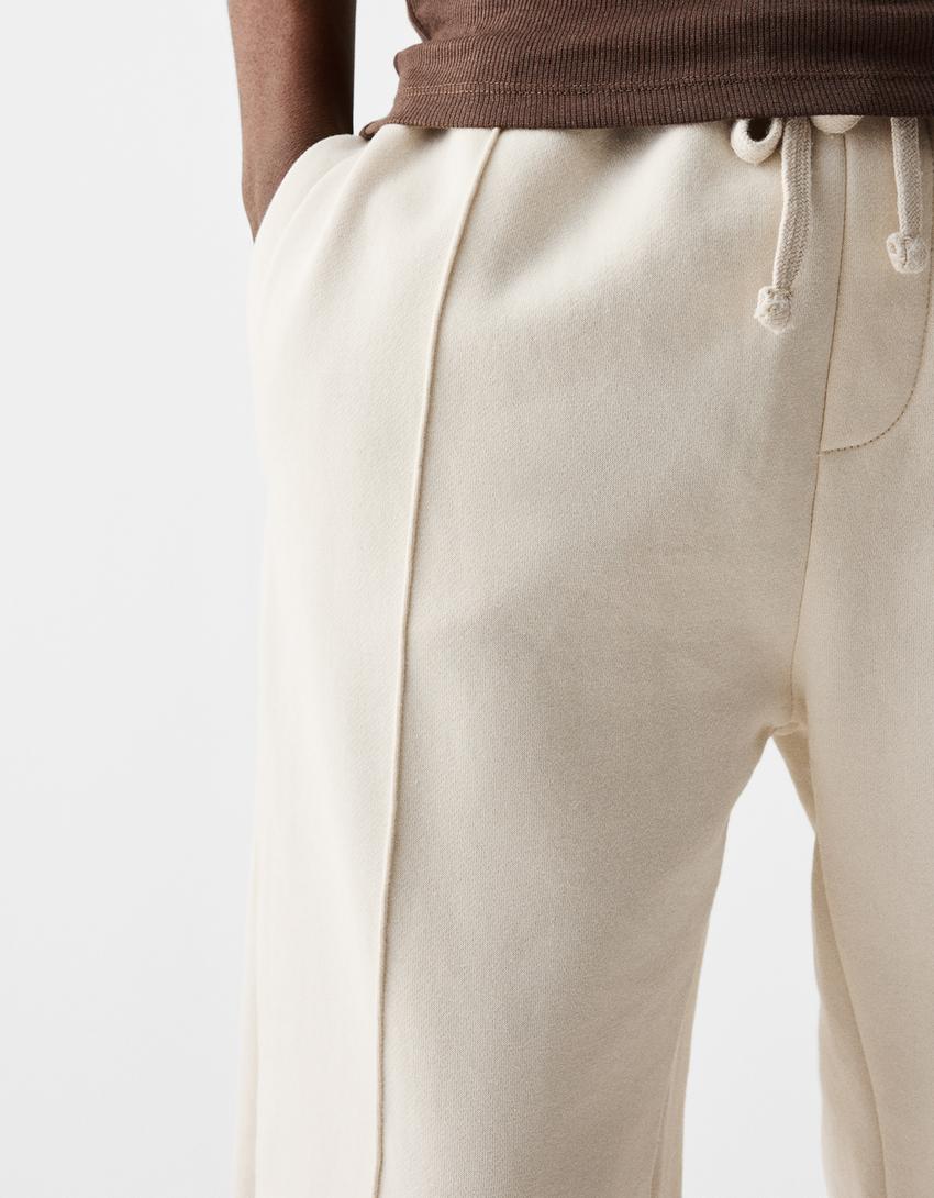 Calças wide leg felpa-Gelo-5