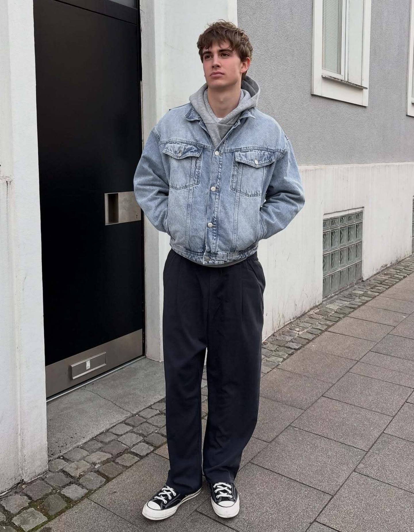 Bershka kurtka denim wyblakły niebieski