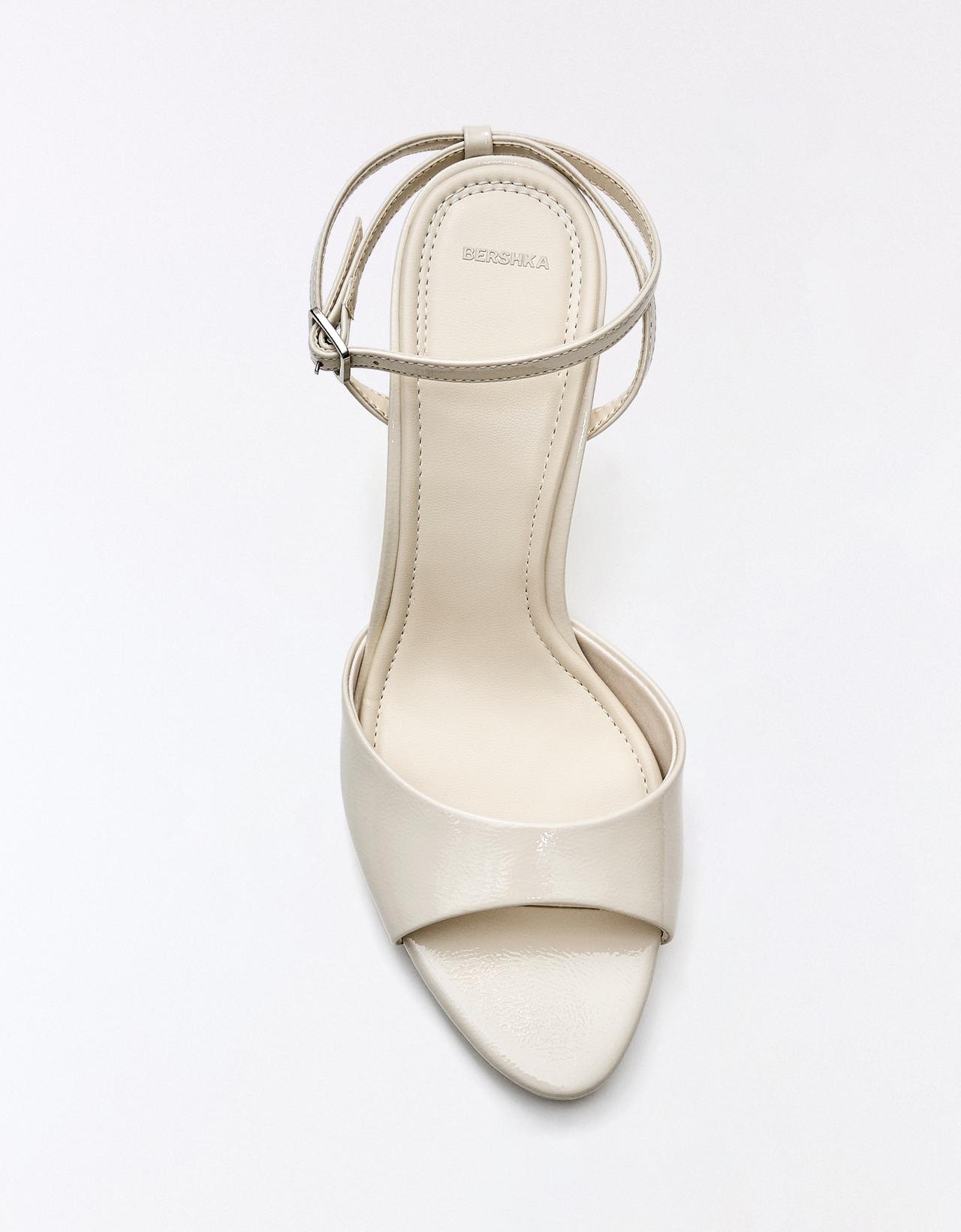Heeled sandals with ankle strap — ECRU