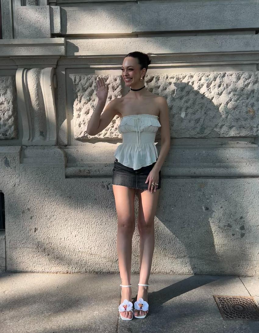 Denim mini skort-Zwart-1