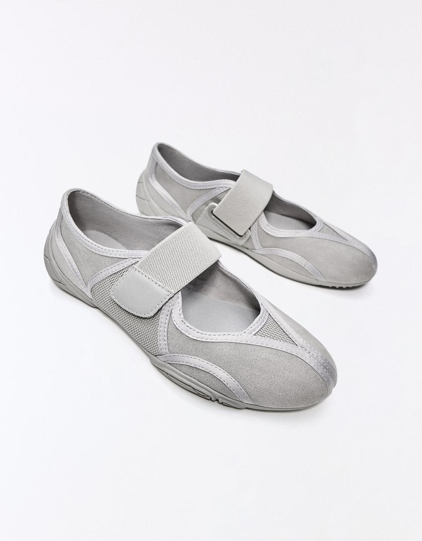 Sporty ballerina flats-Grey