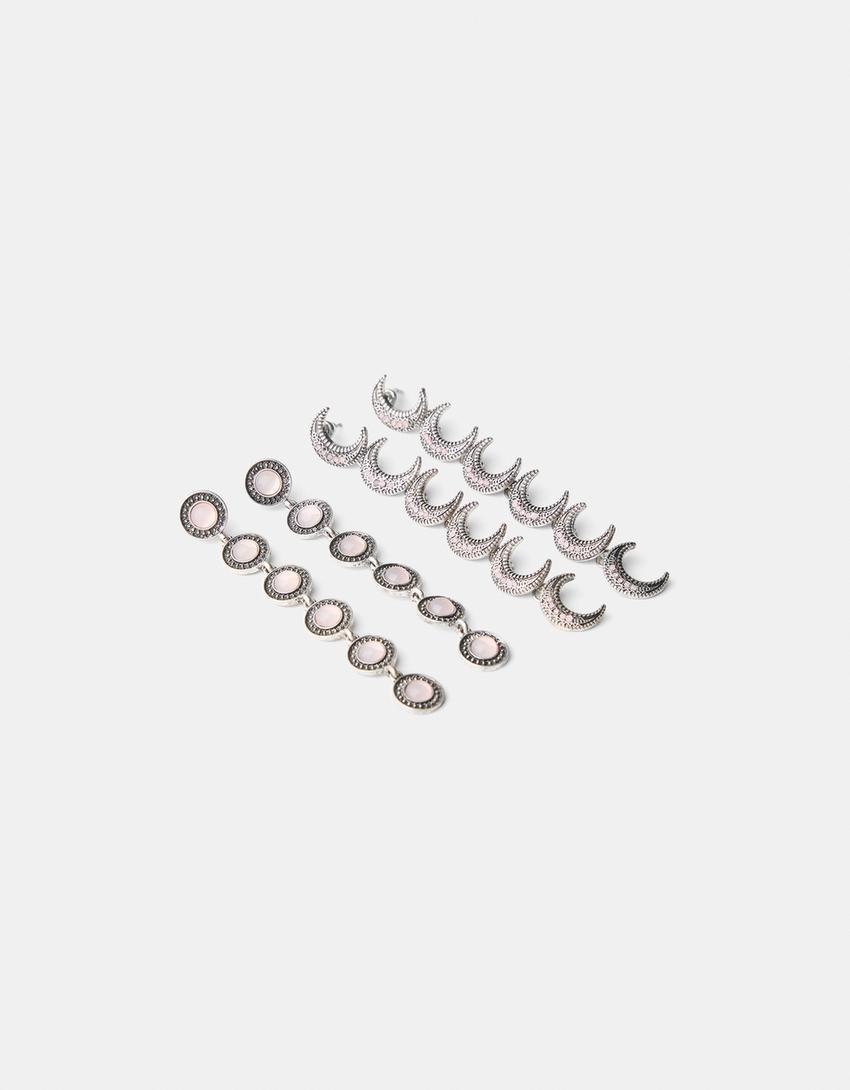 Lot 4 boucles d’oreilles cascade-Argent-4