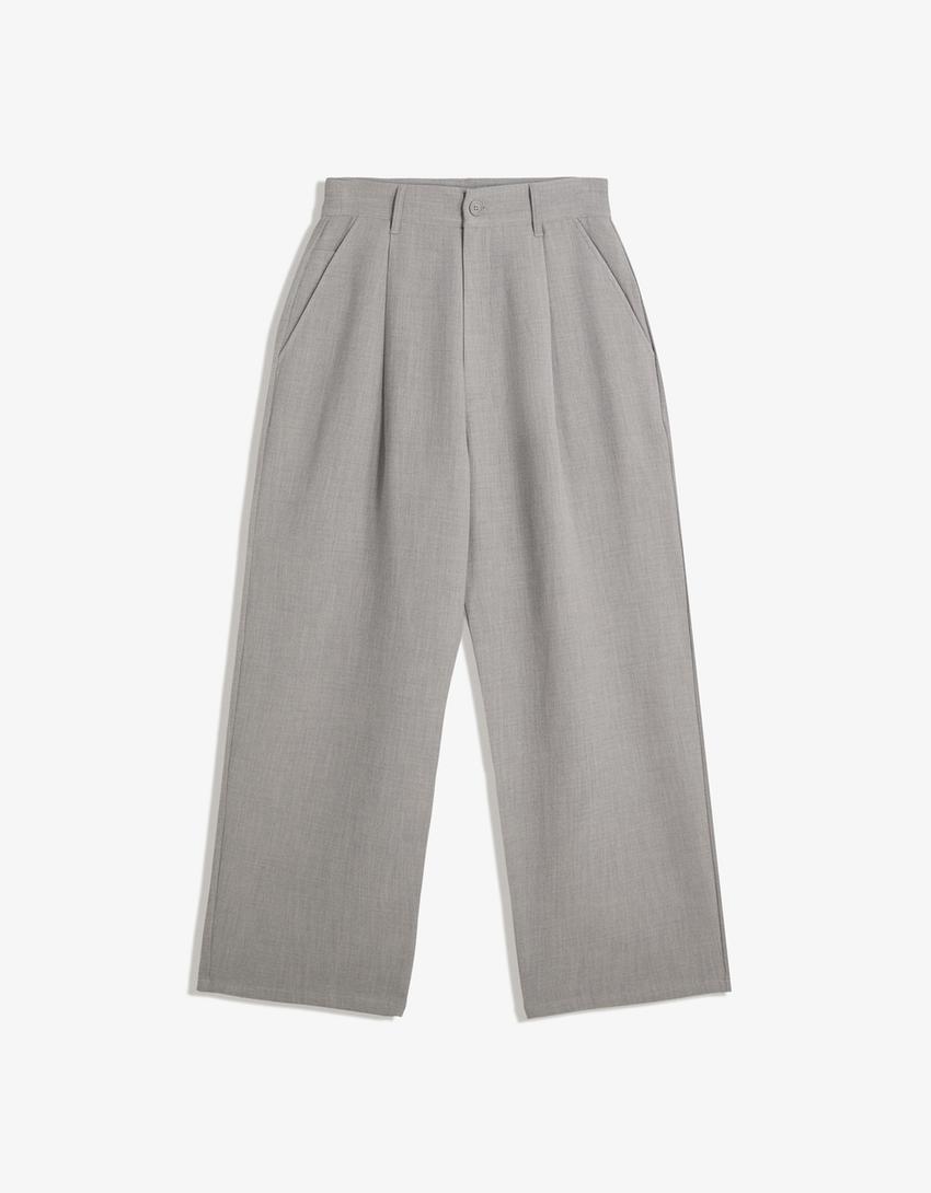 Super baggy tailored trousers-Grey-3