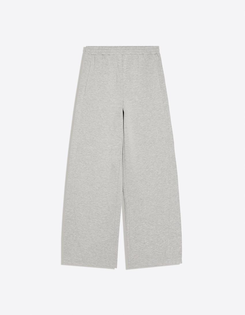 Scuba knit barrel trousers-Grey