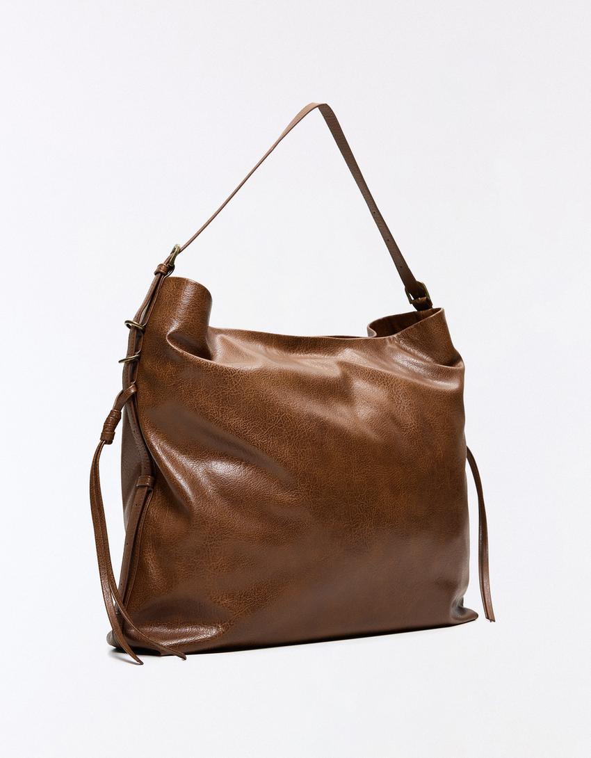 Beuteltasche mit Details-Braun