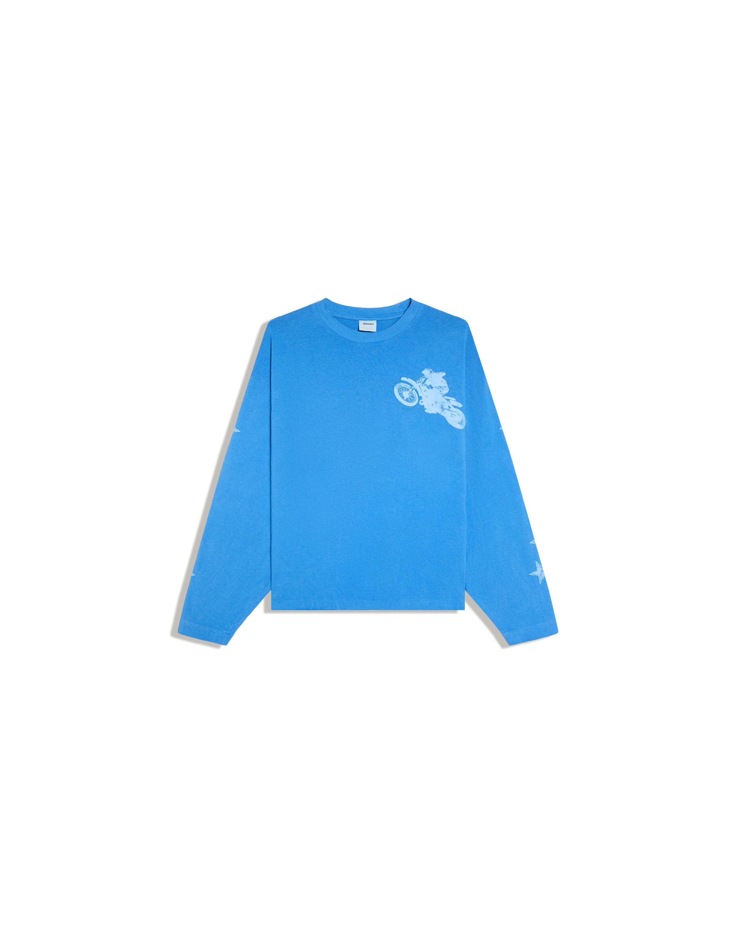 Long-sleeved print T-shirt — Blue