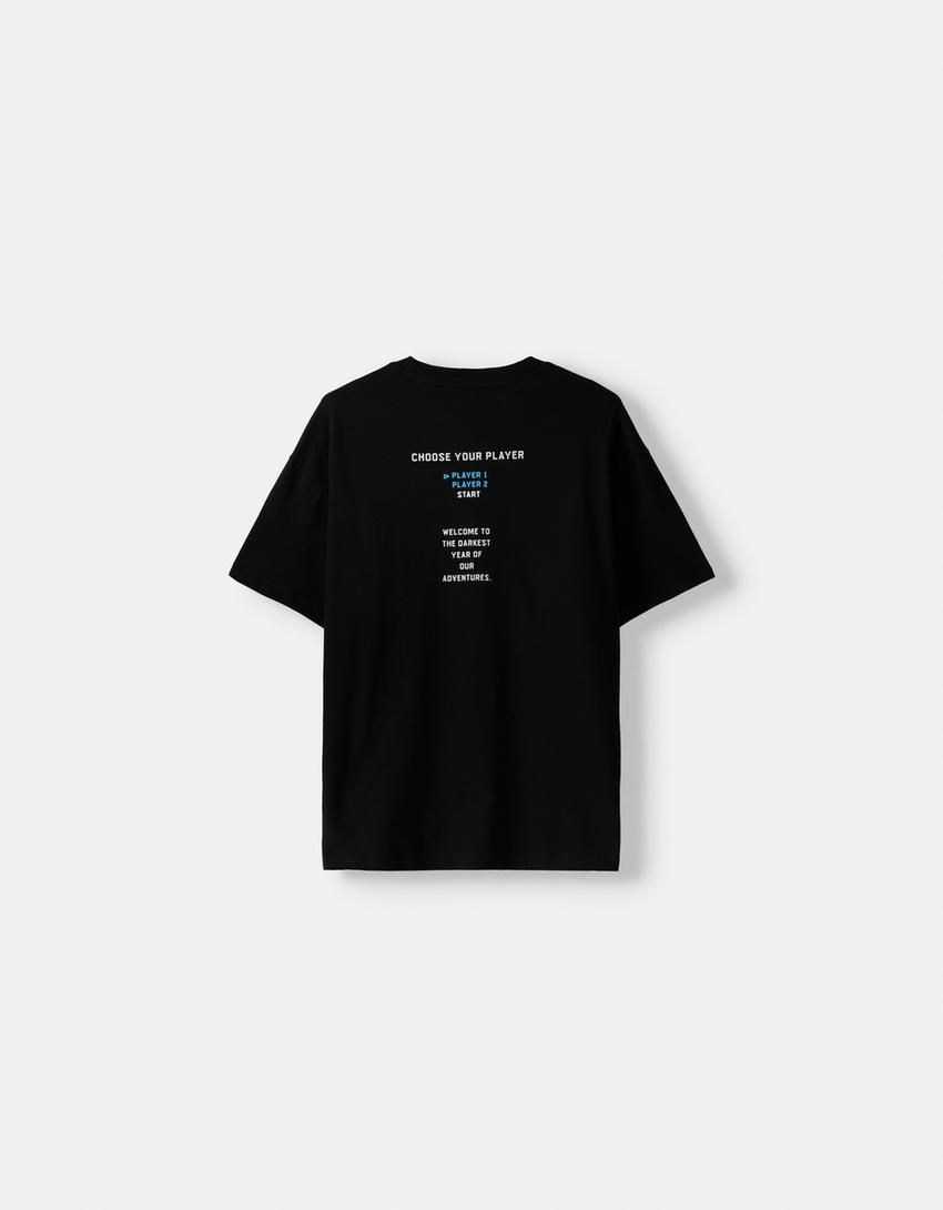 تيشرت بطبعة ريك ومورتي وقصّة مربعة وأكمام قصيرة-أسود-5