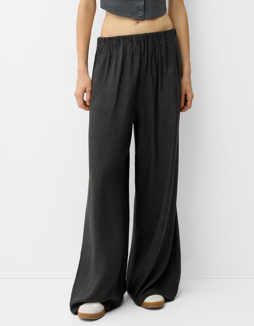 Pantalon large-Gris foncé-1