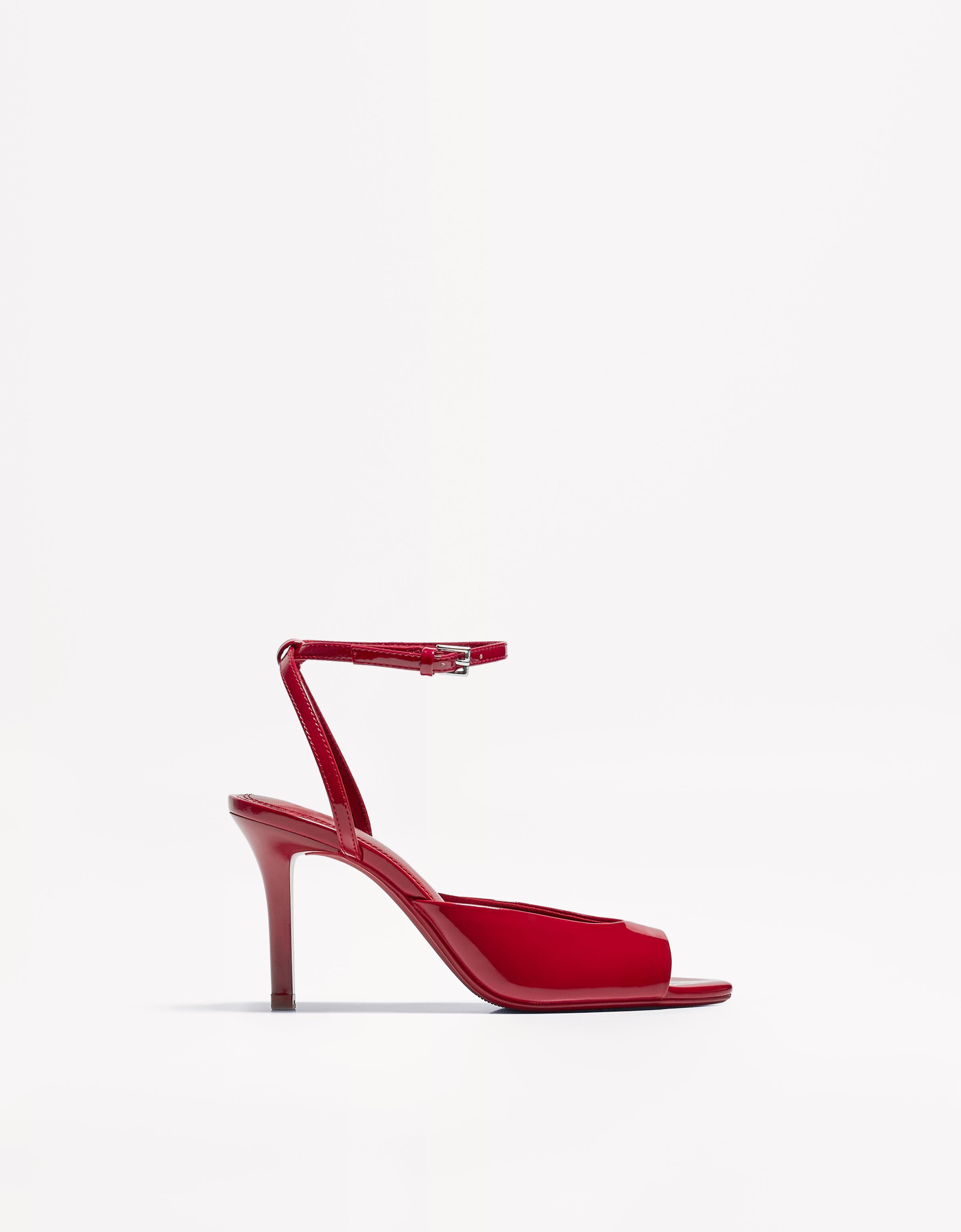 Bershka Sandalen Mit Absatz Und Öffnung Mit Armband Damen 40 Rot