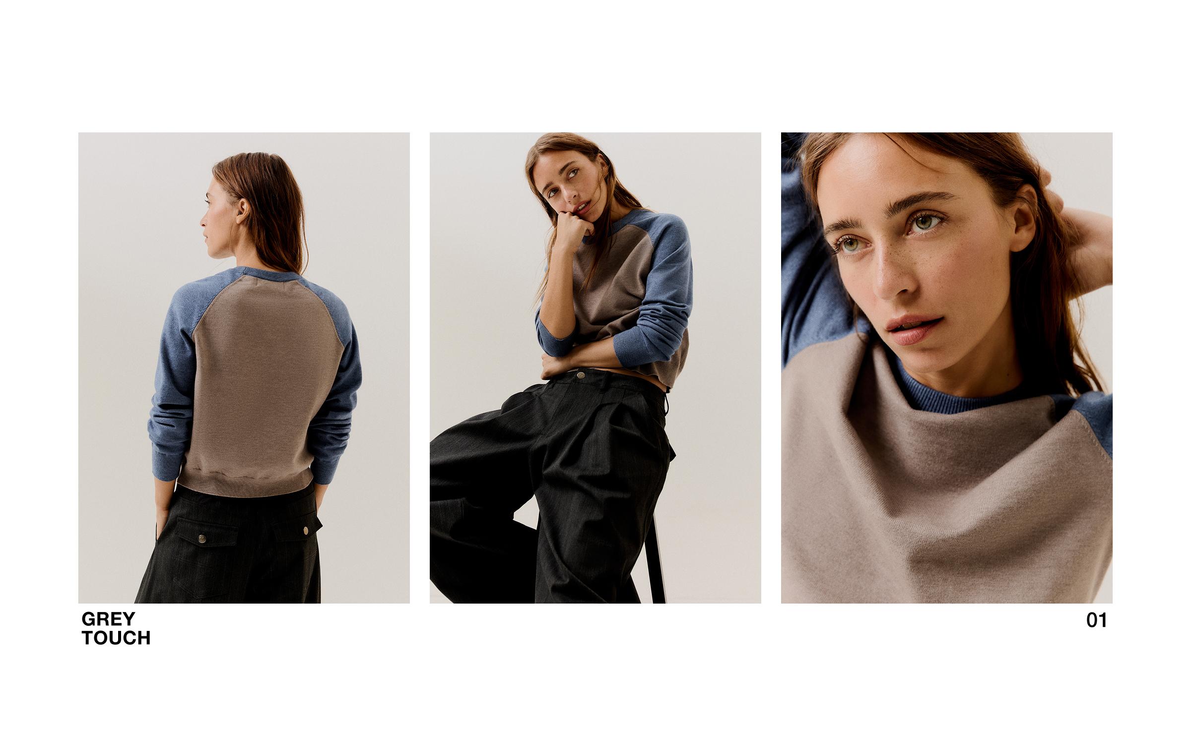 Round neck raglan jumper — Brown