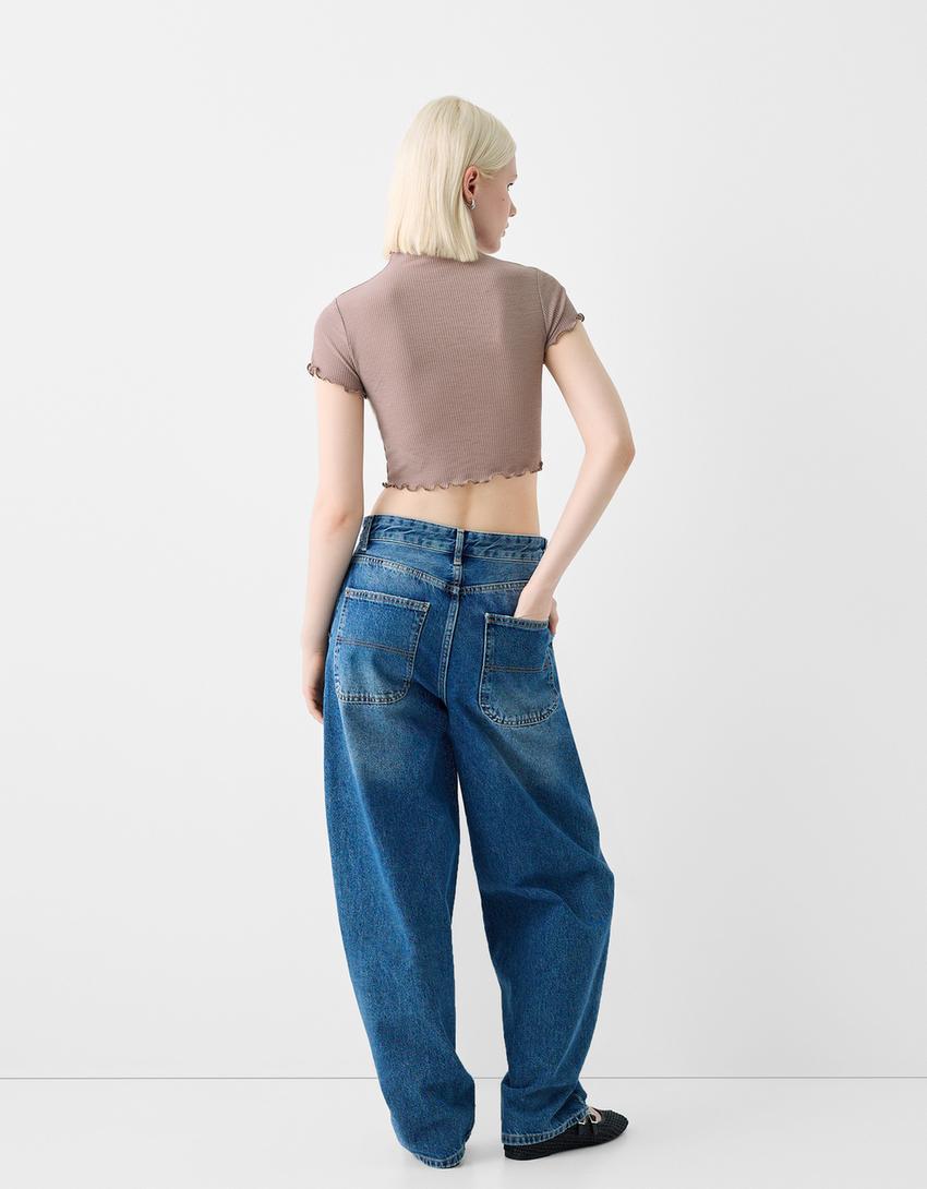 Short sleeve rustic T-shirt with print-Grey-1