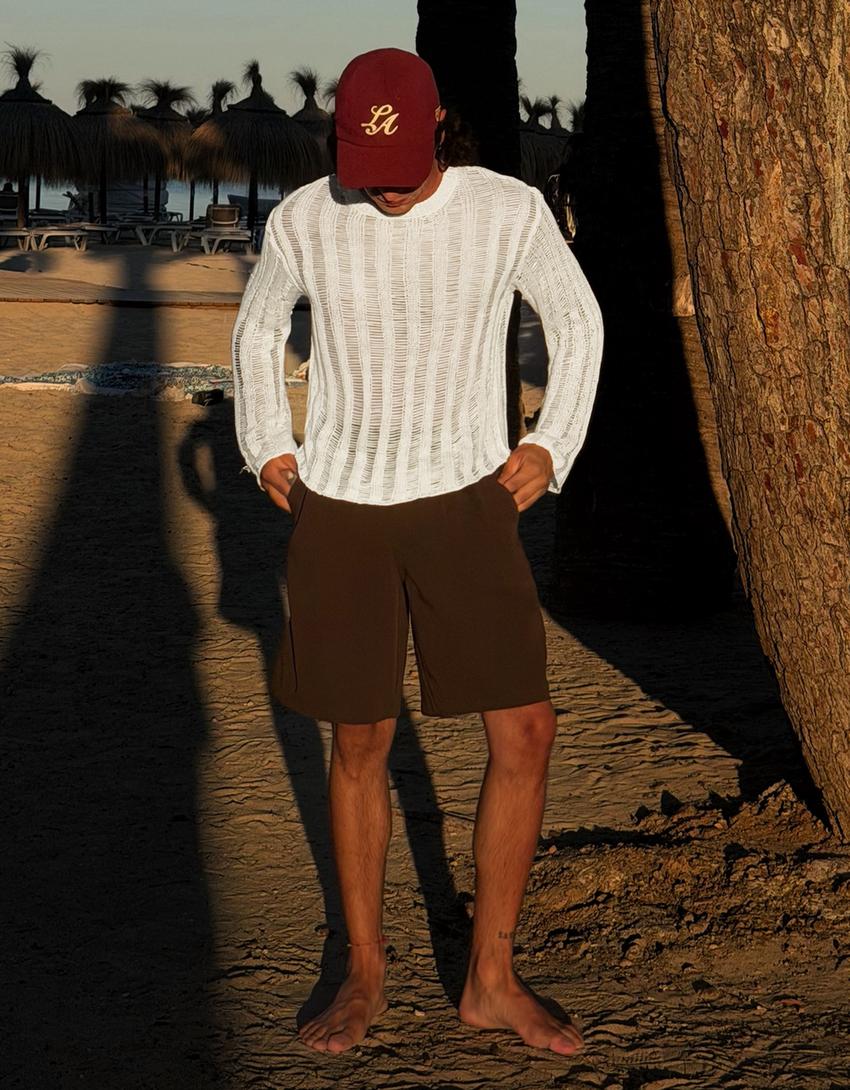 Jersey de punto calado-Blanco roto