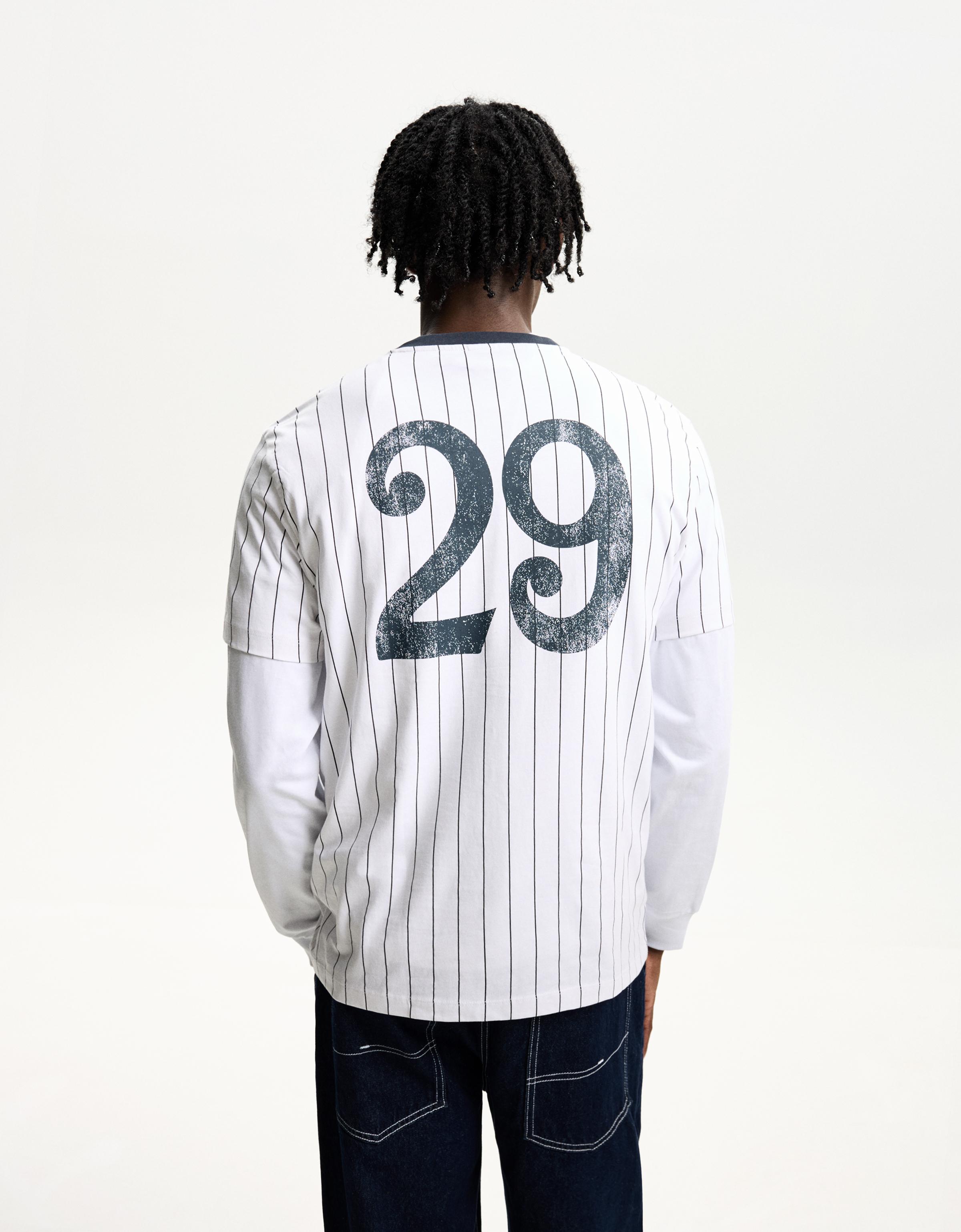 Short sleeve striped sporty print T-shirt - T-shirts - Men