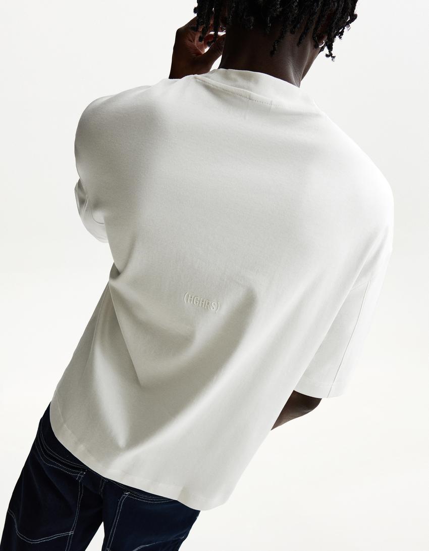 Boxy fit T-shirt med korte ærmer-Hvid-1