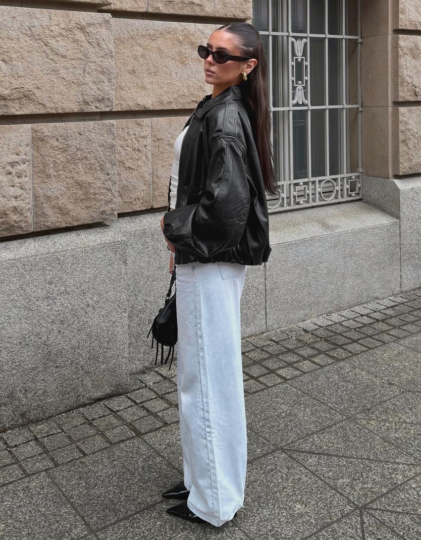 Blouson similicuir ballon-Noir