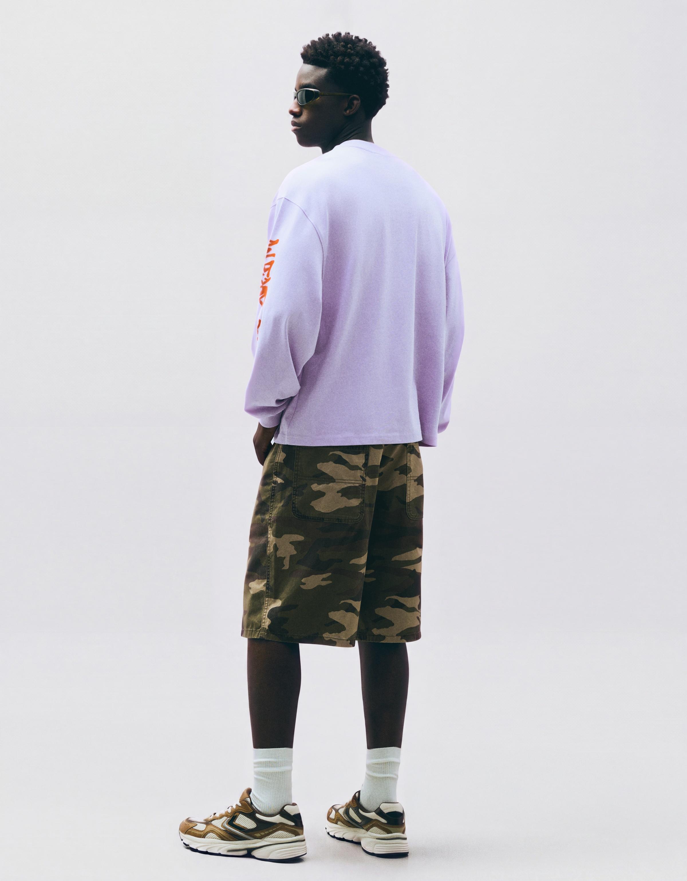 Printed skater Bermuda shorts — Khaki