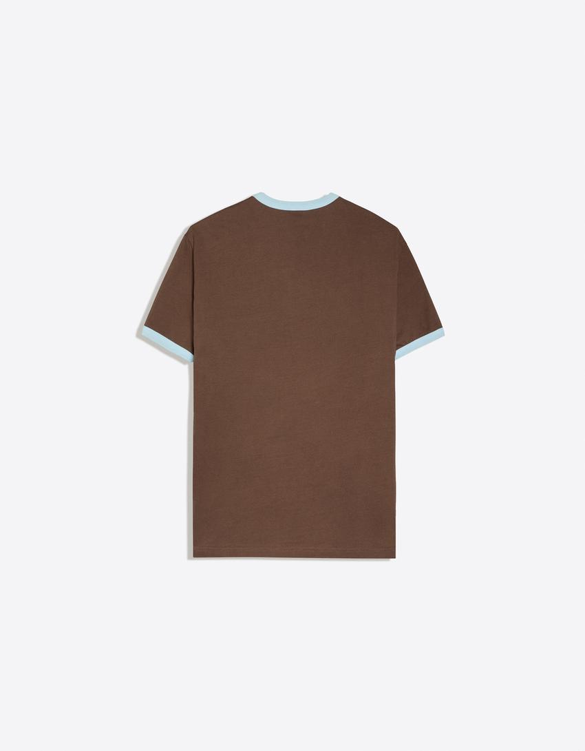 Short sleeve printed T-shirt-Brown