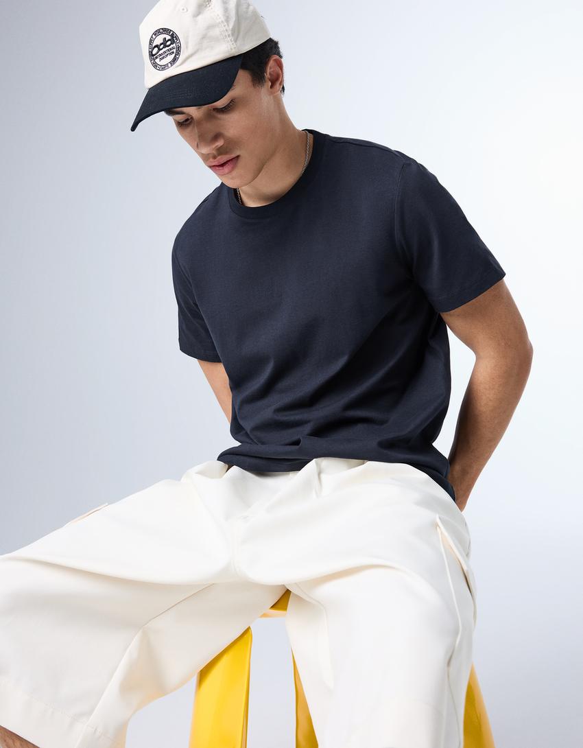 Regular fit tişört-Denizci mavisi