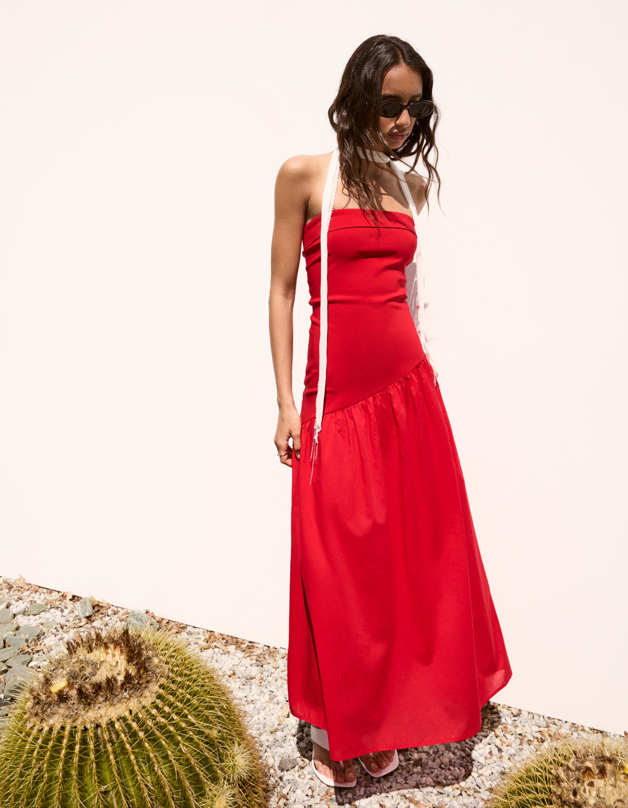 Bandeau midi dress — Red