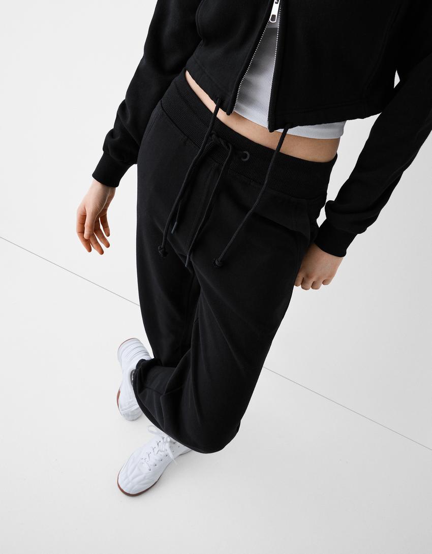 Pantalon jogger en molleton-Noir-2