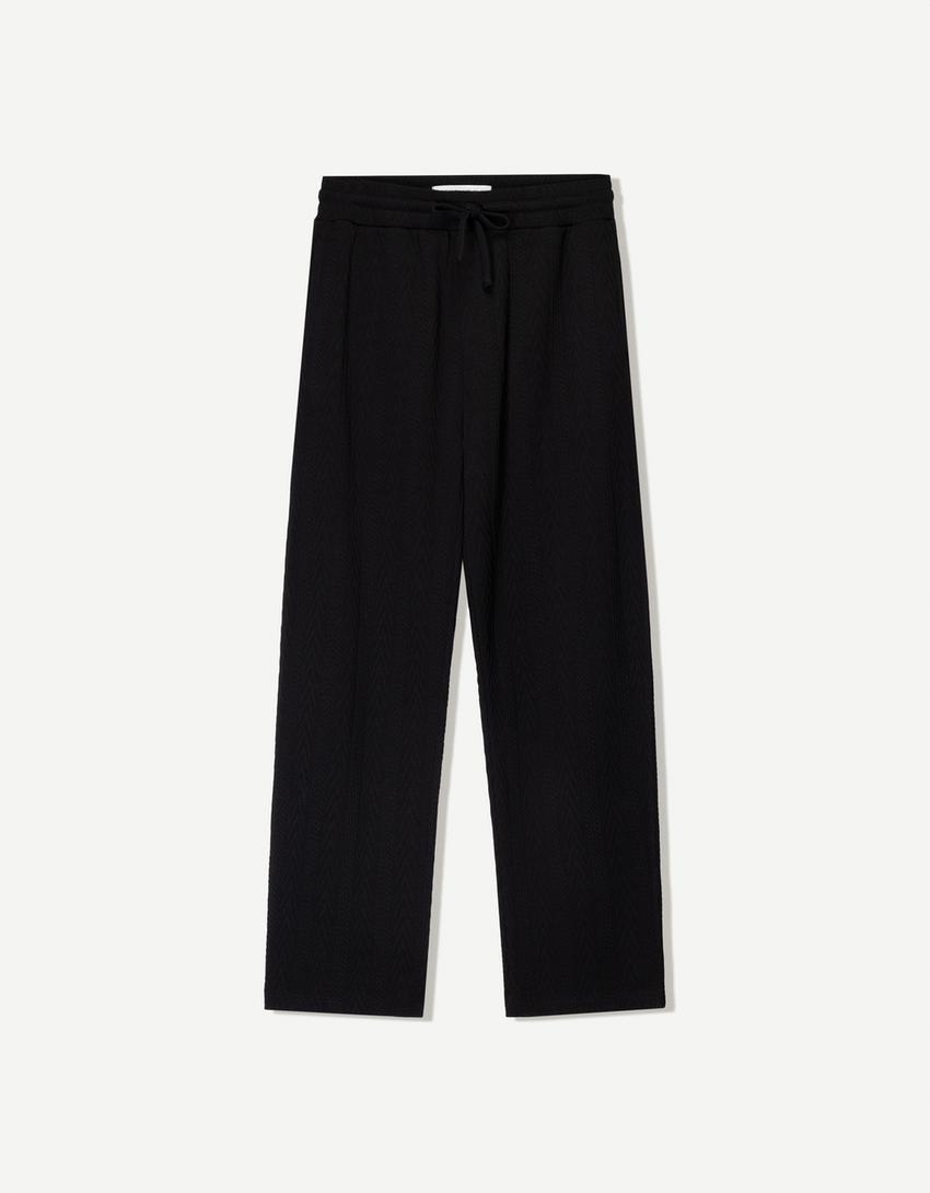 Textured trousers-Black