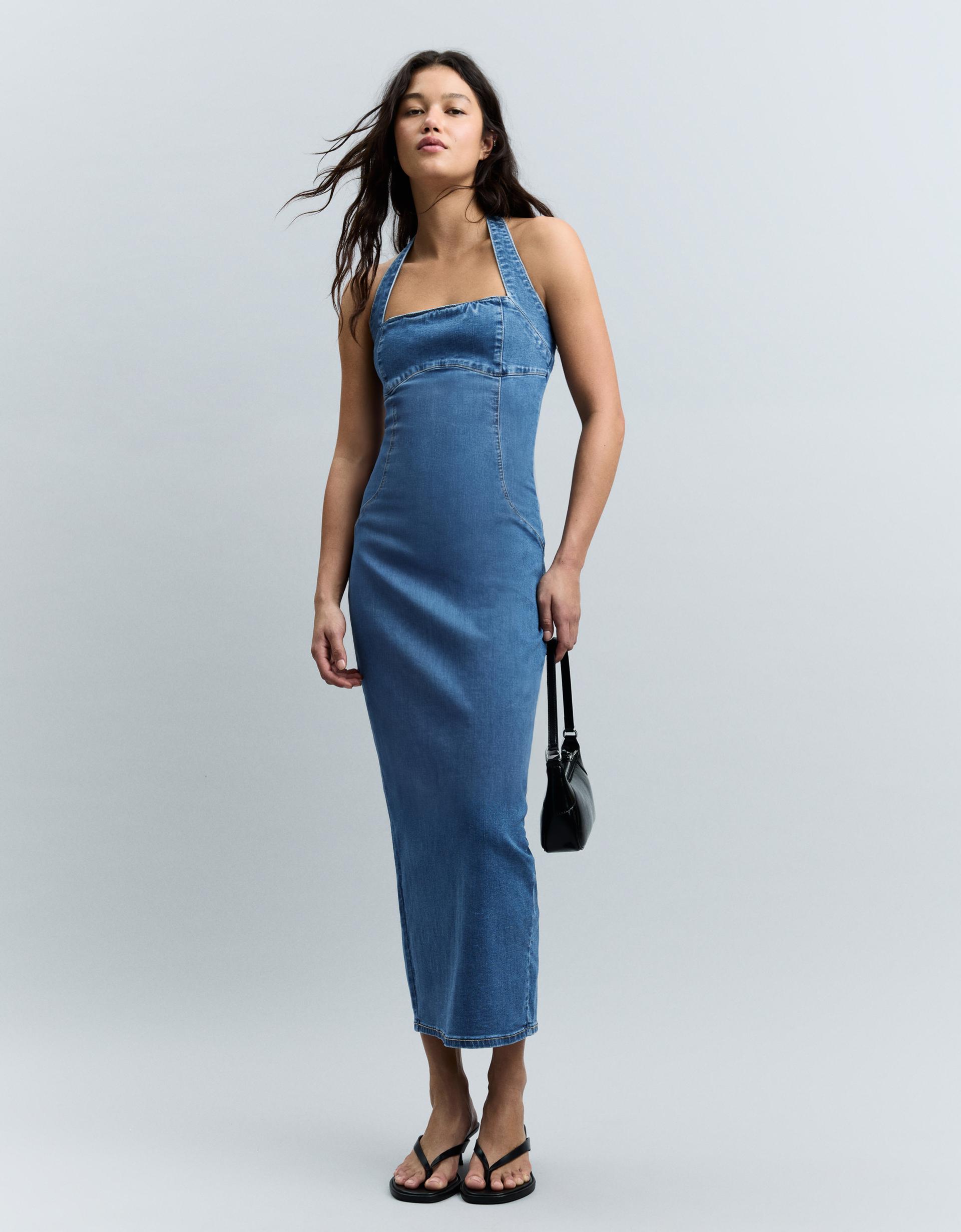 Denim midi dress