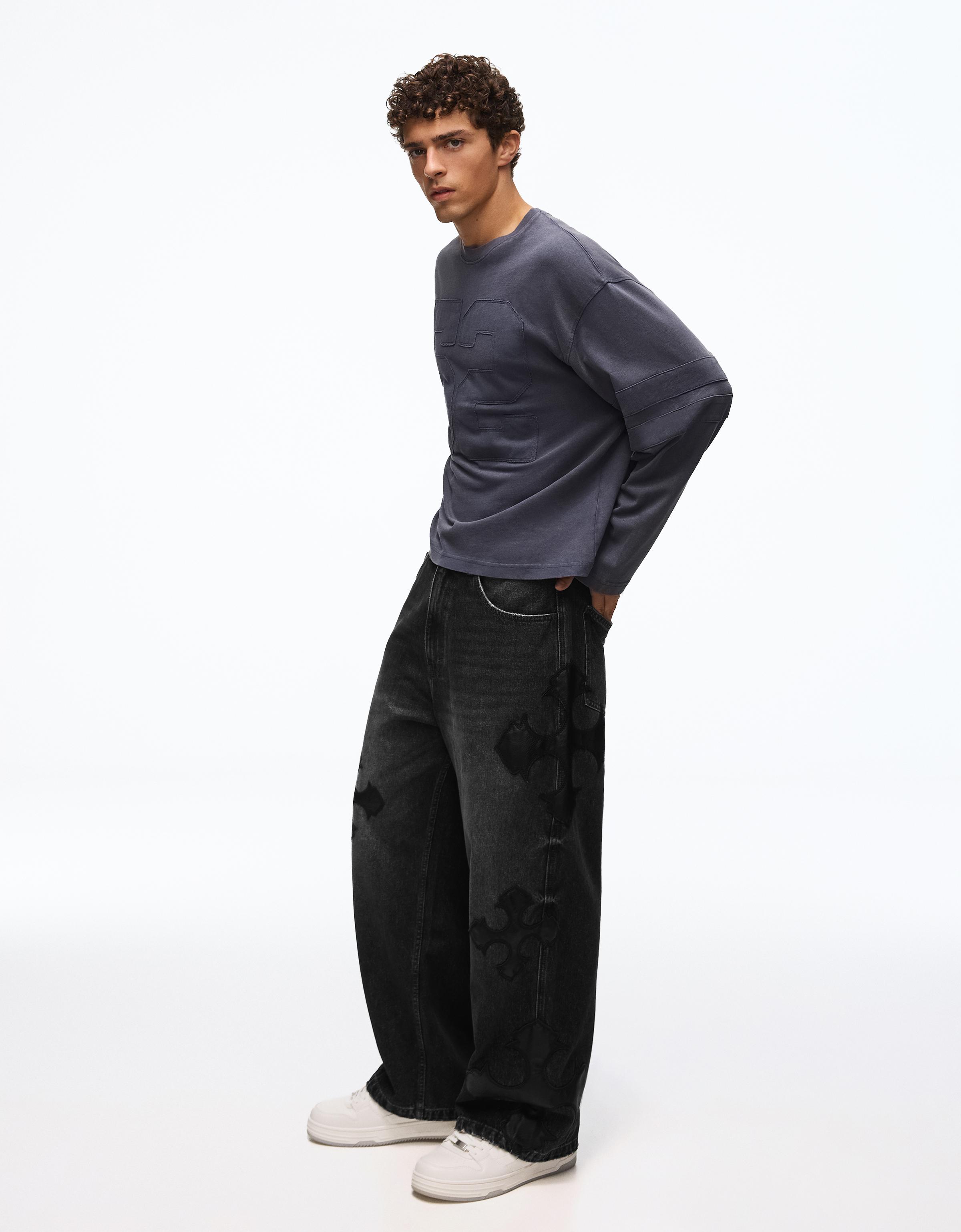Patchwork barrel jeans — Black