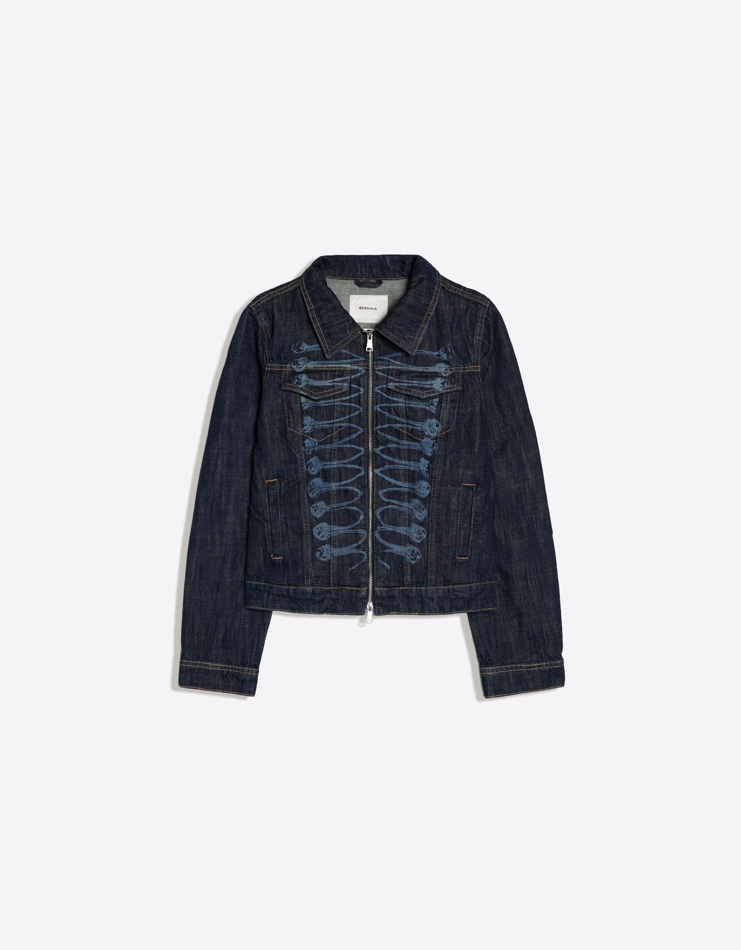 Zip-up denim trucker jacket