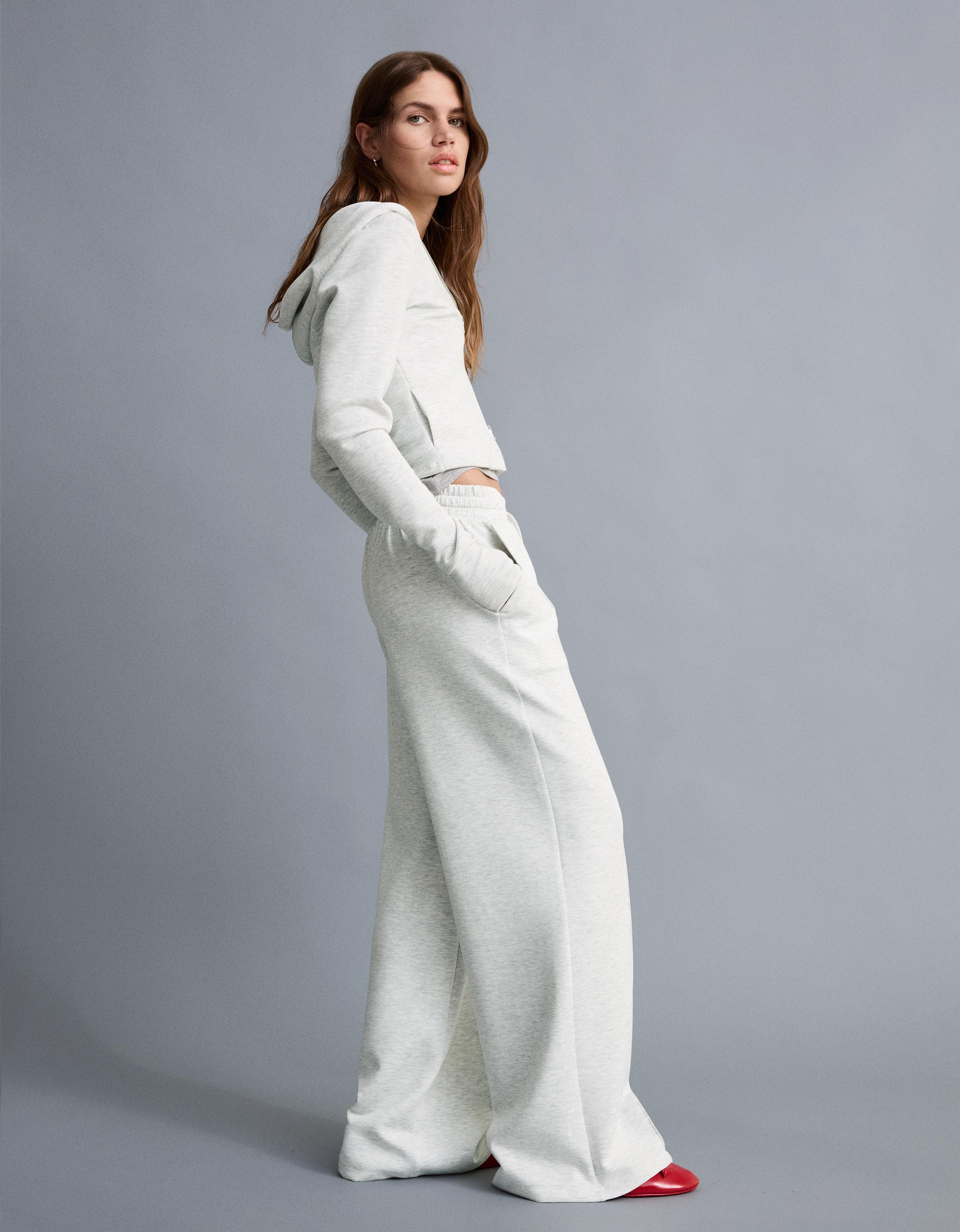 Wide-leg modal trousers — Grey