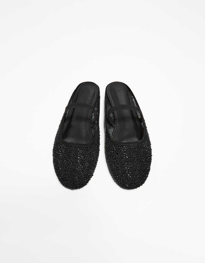 Bailarina mesh destalonada-Negro