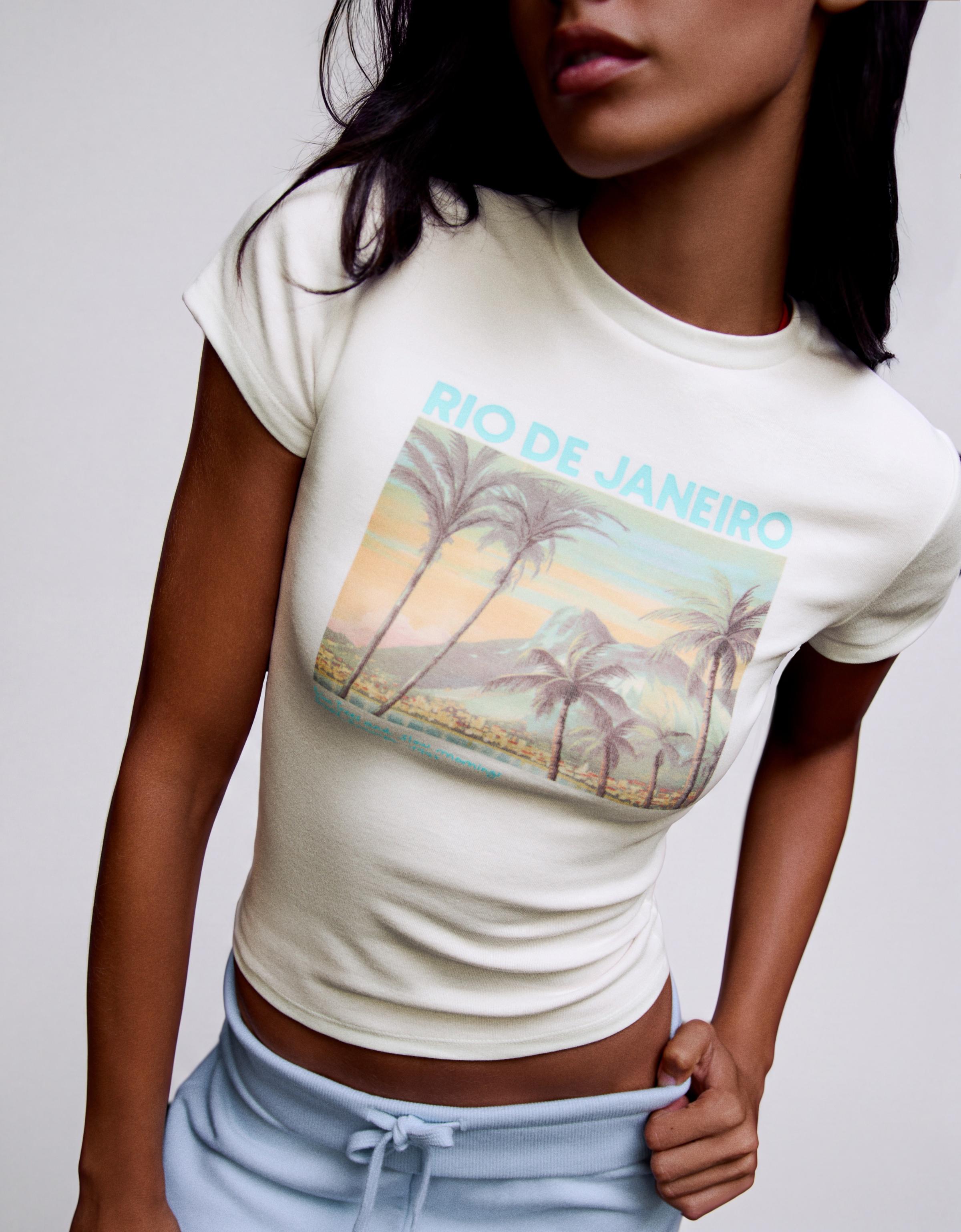 Fitted printed T-shirt — Off white