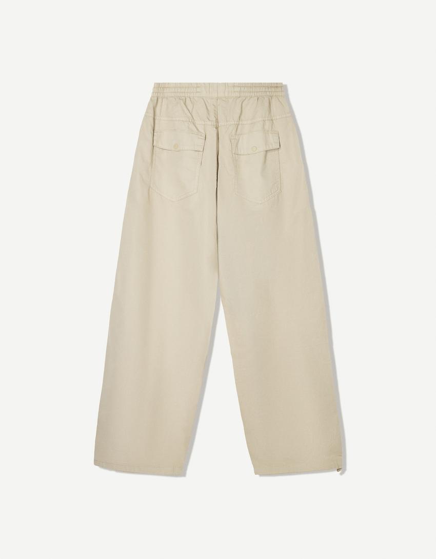 Spodnie parachute super baggy-Piaskowy-4