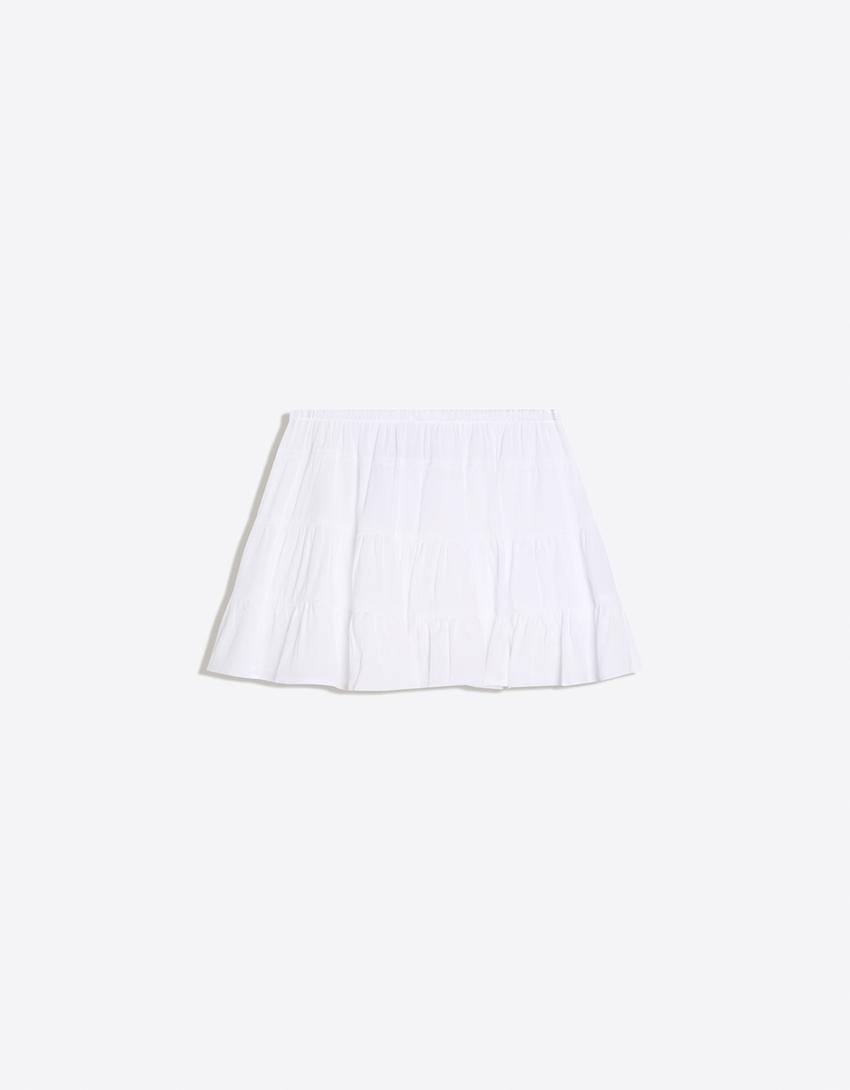 Mini skirt with tie waist-Off white