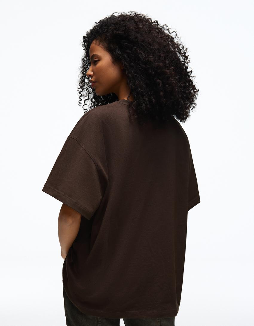 MARINA SENA printed oversize short sleeve T-shirt-Brown